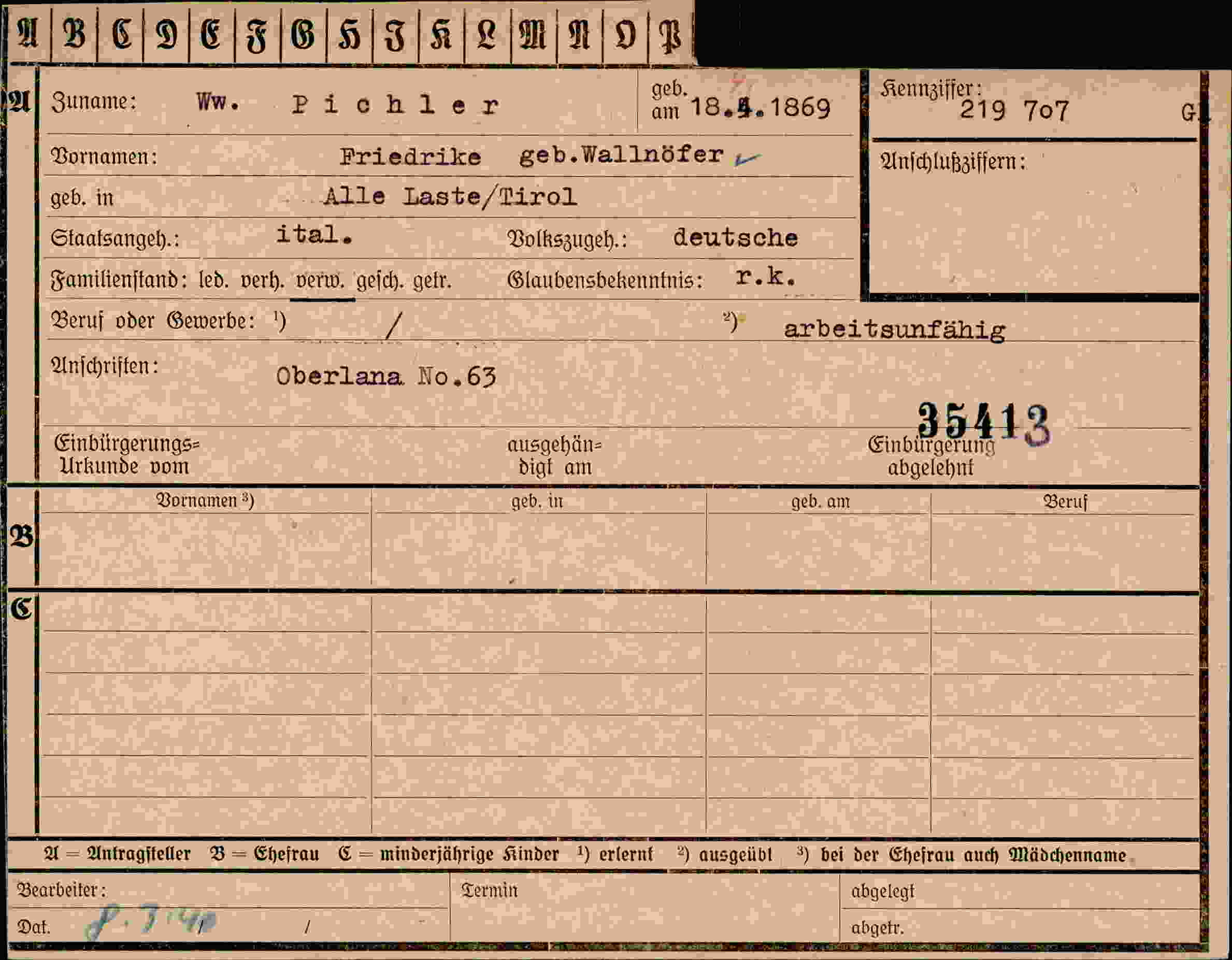Dokument für Friedike Pichler
