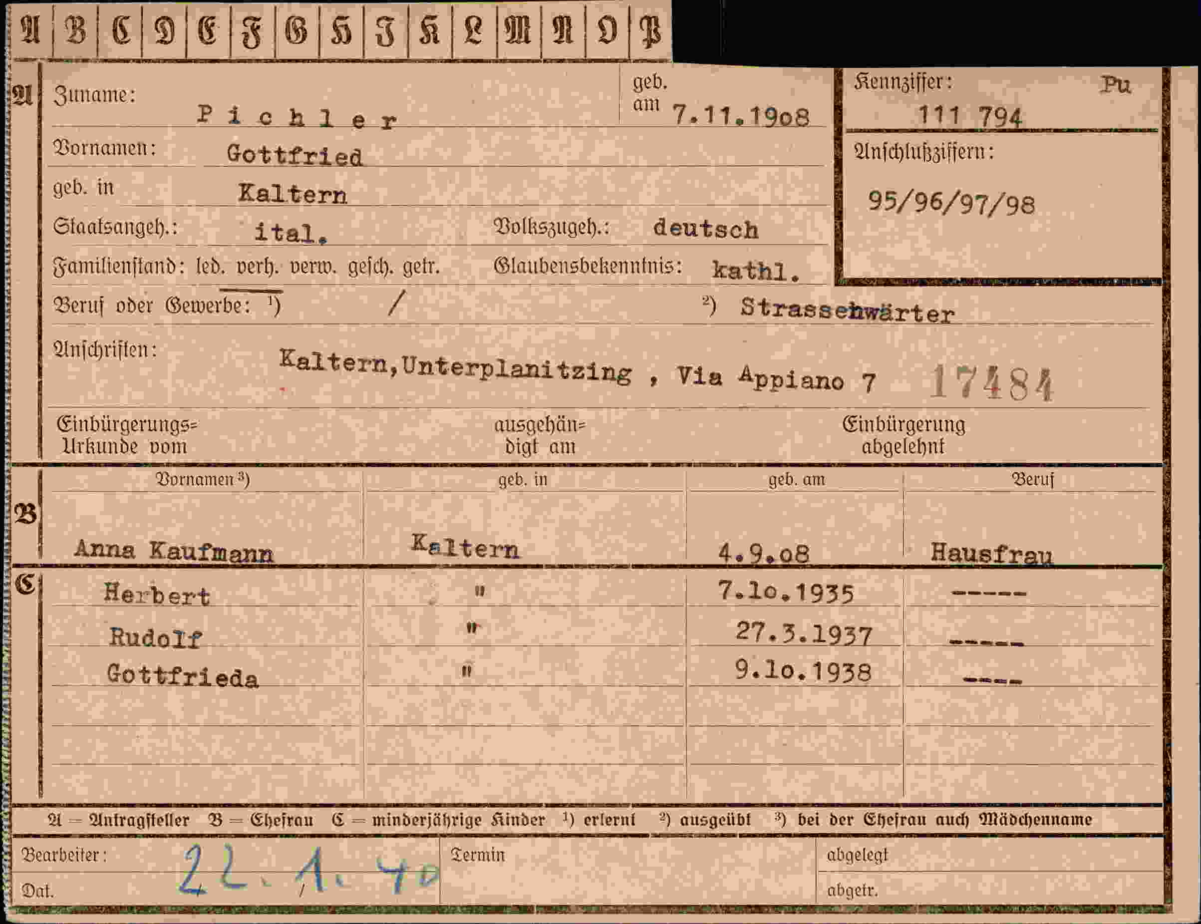 Vorderseite des Dokuments
