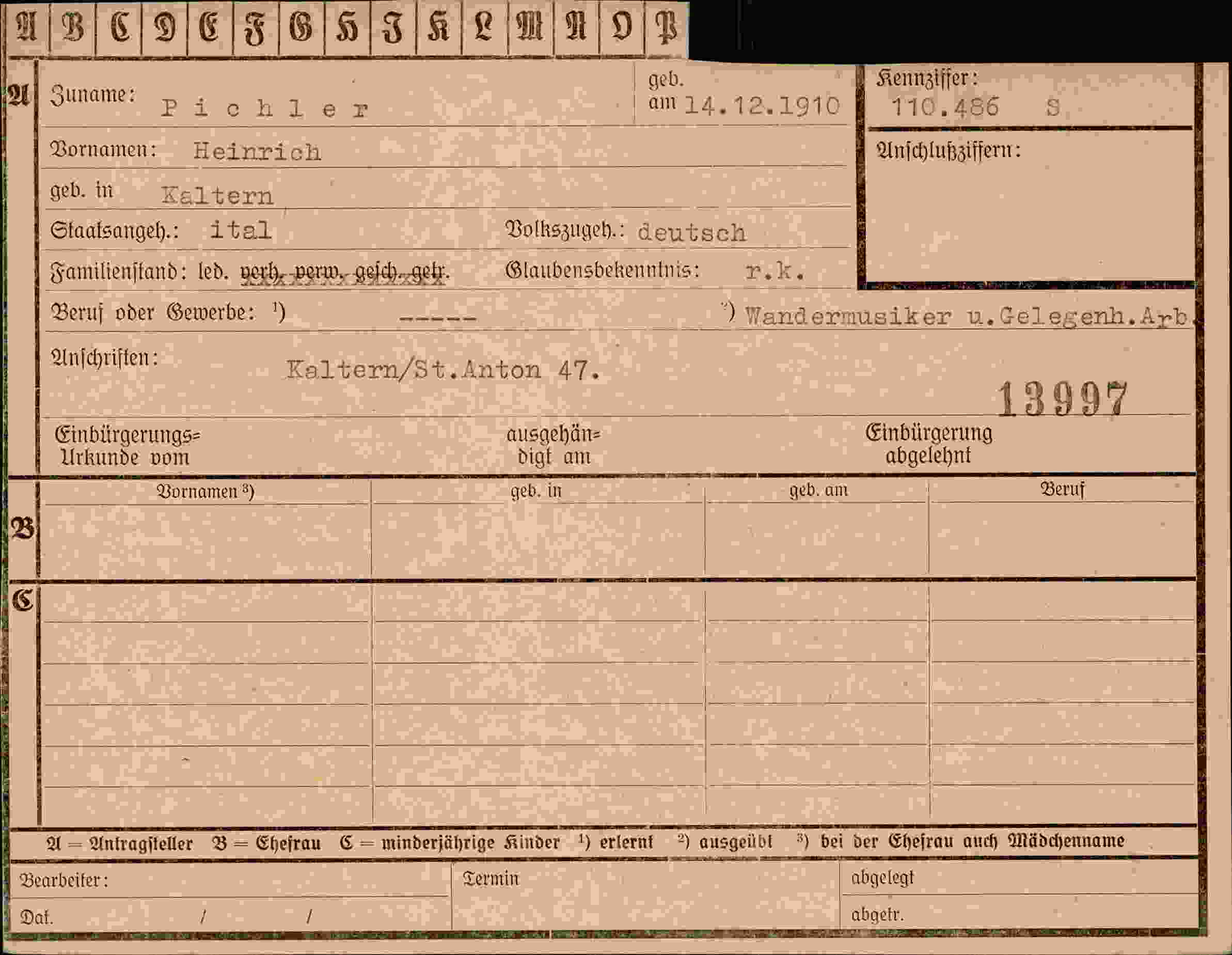 Dokument für Heinrich Pichler