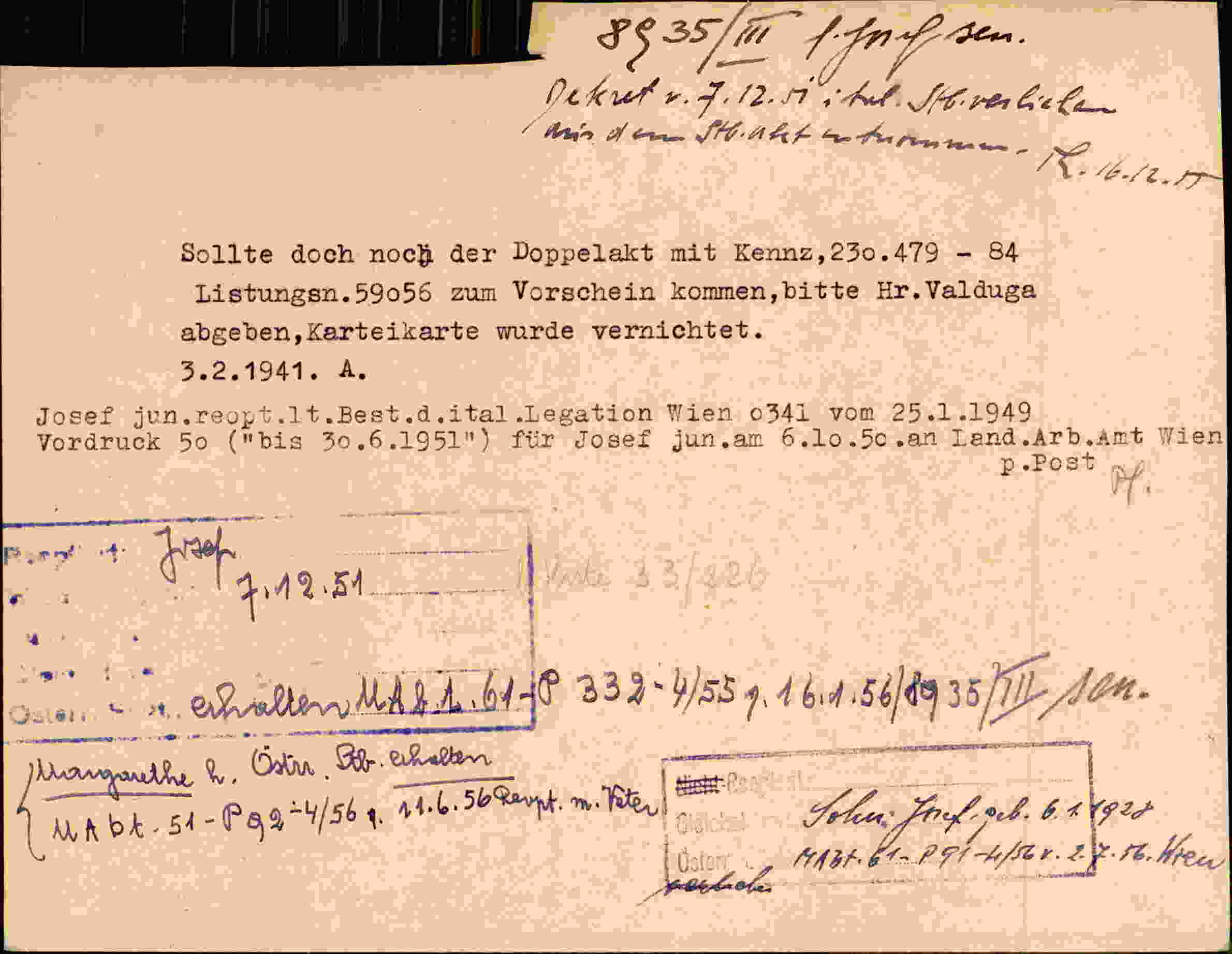 Rückseite des Dokuments