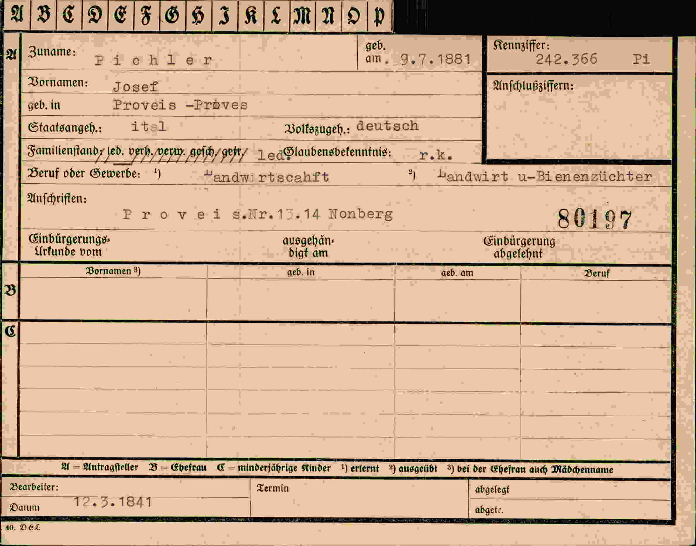 Vorderseite des Dokuments