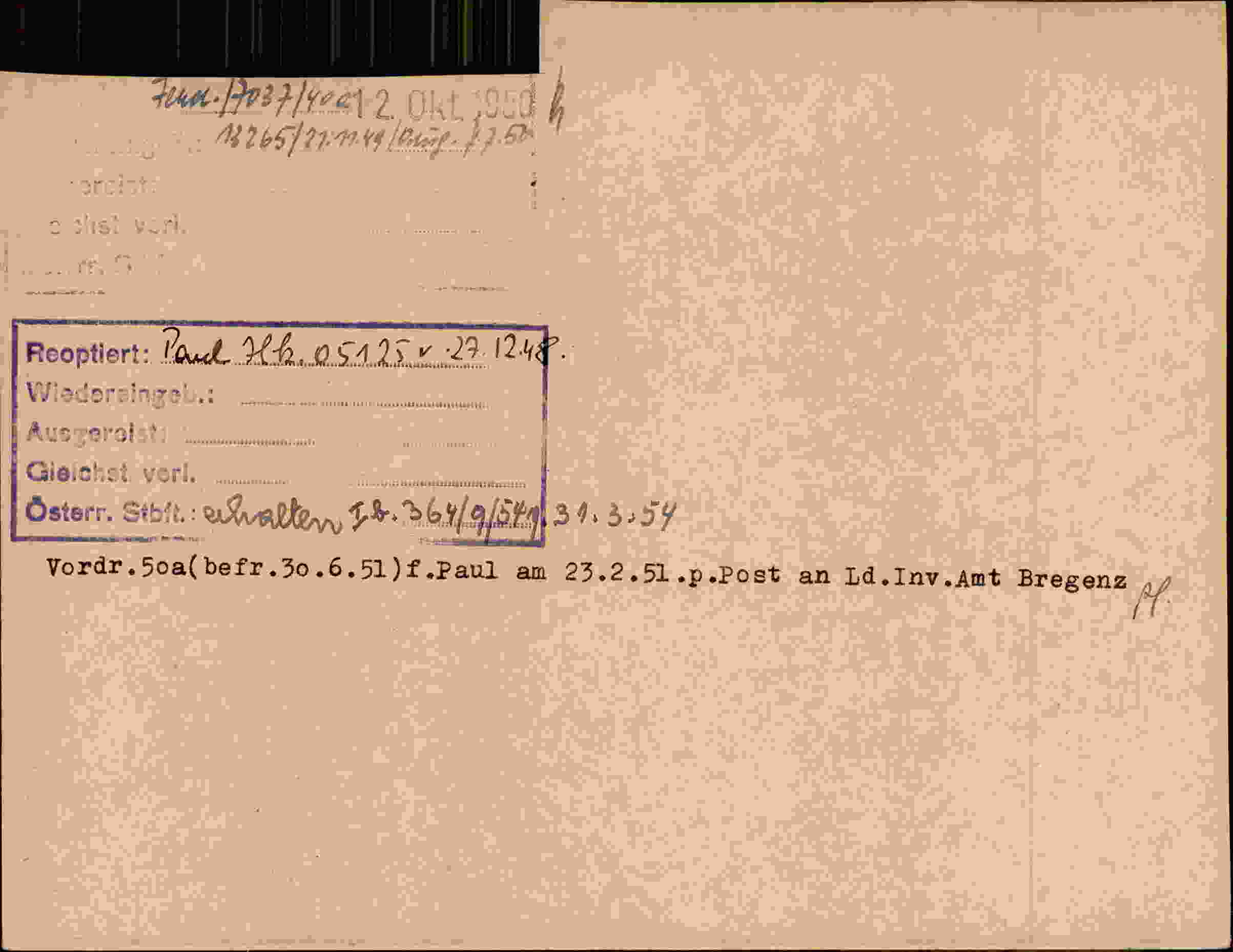 Rückseite des Dokuments