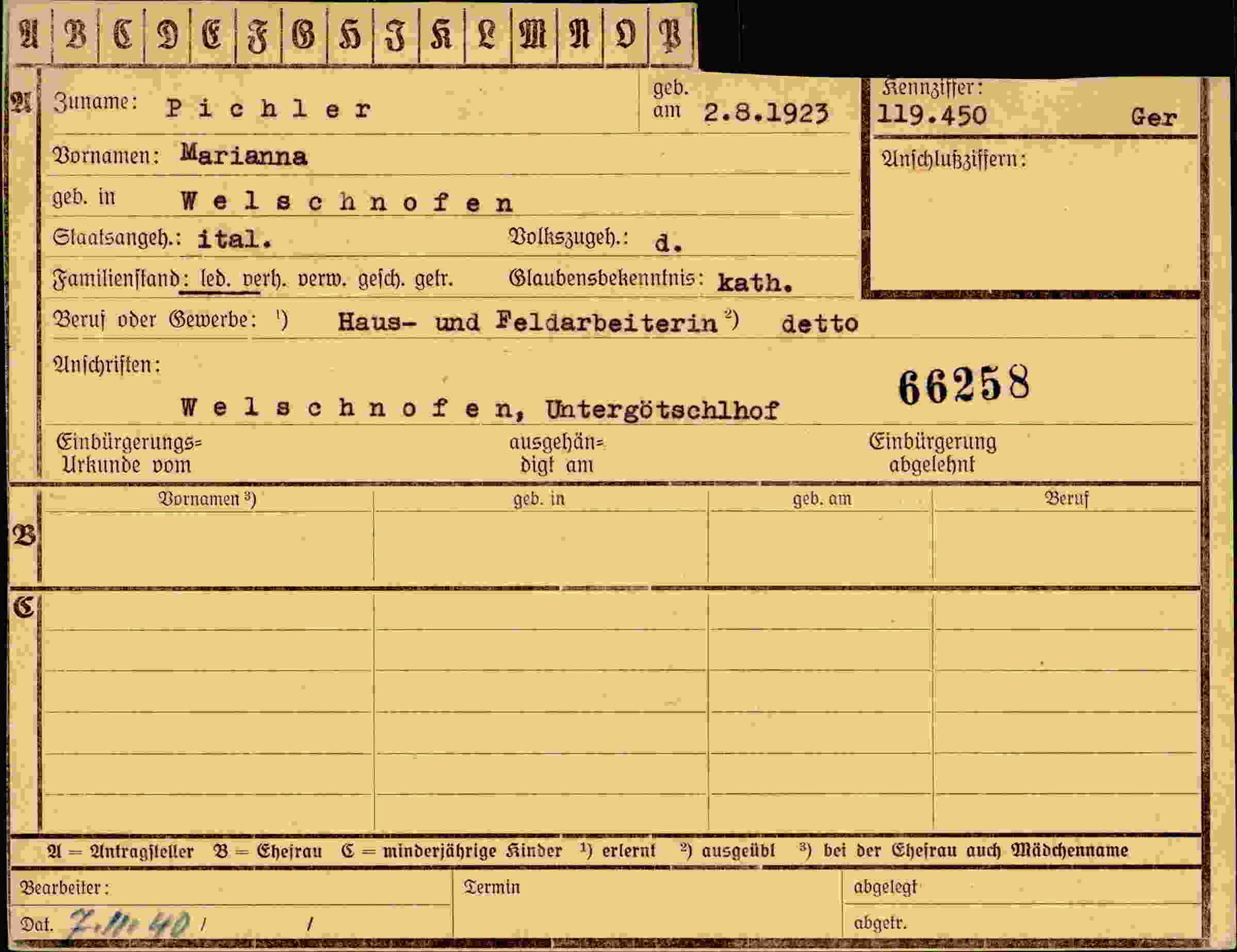 Vorderseite des Dokuments