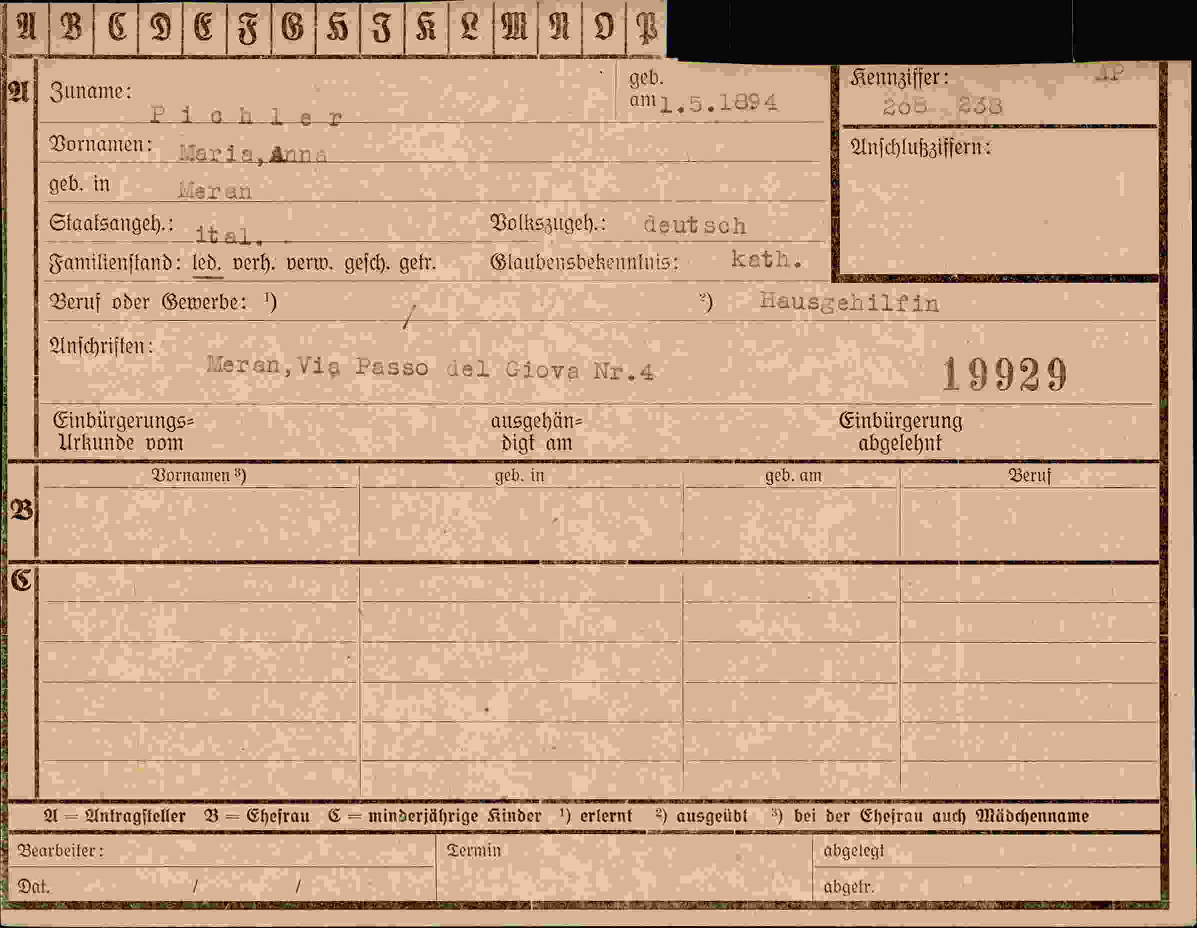 Vorderseite des Dokuments