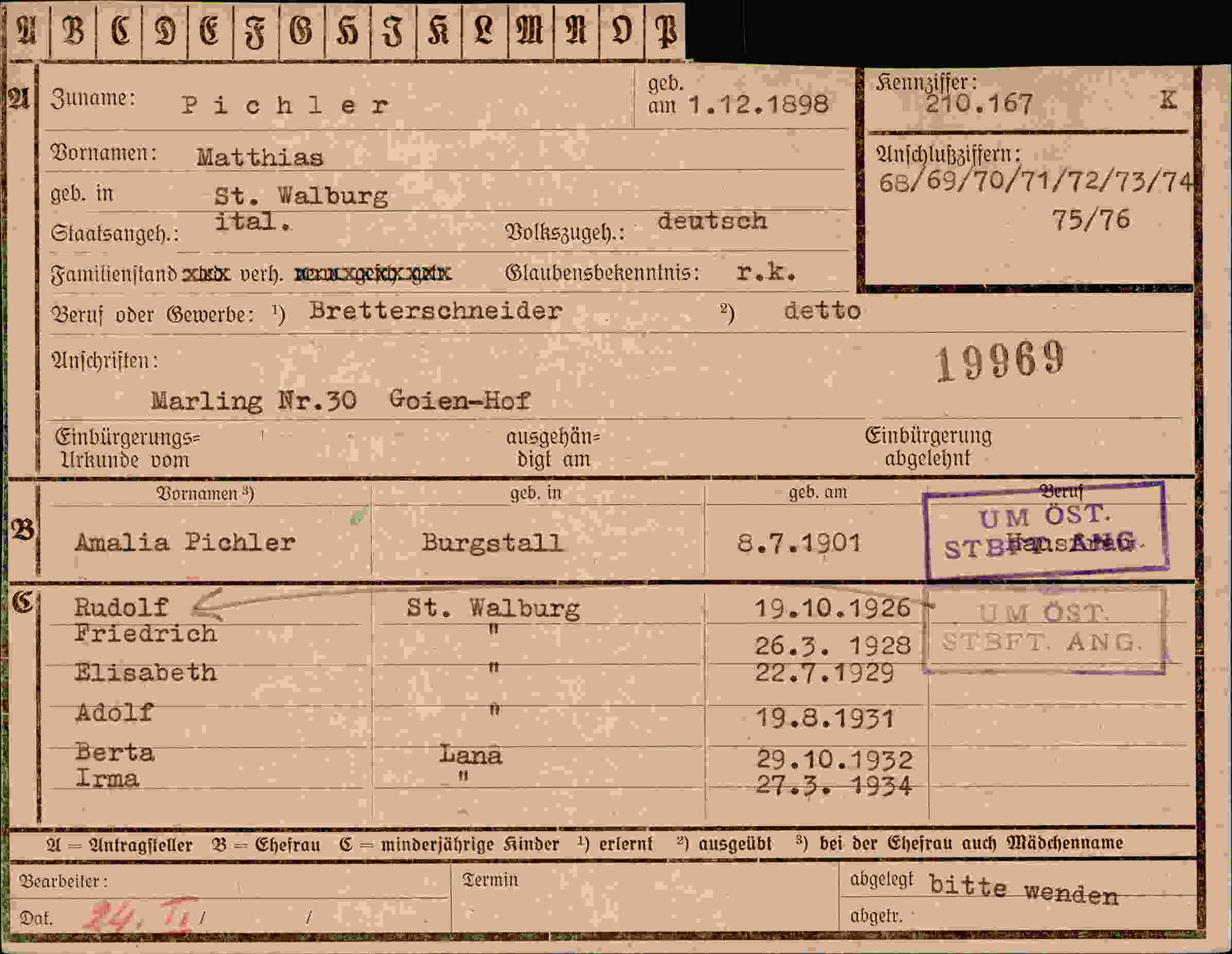 Dokument für Matthias Pichler
