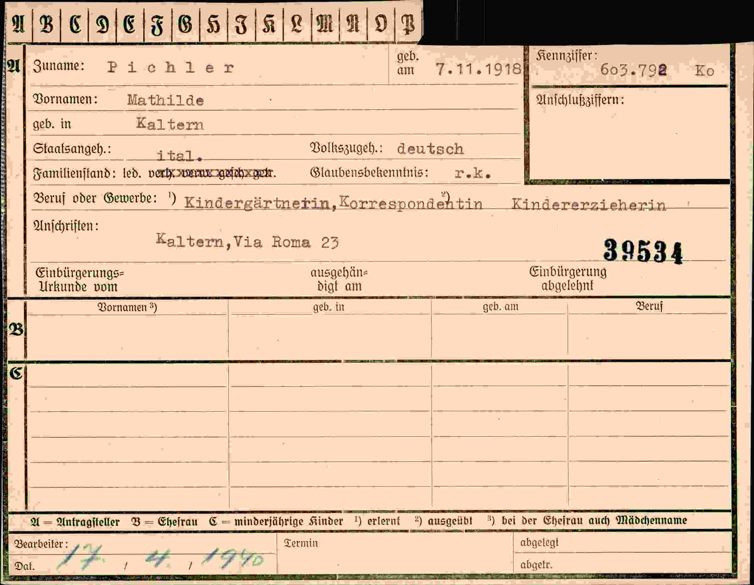 Vorderseite des Dokuments