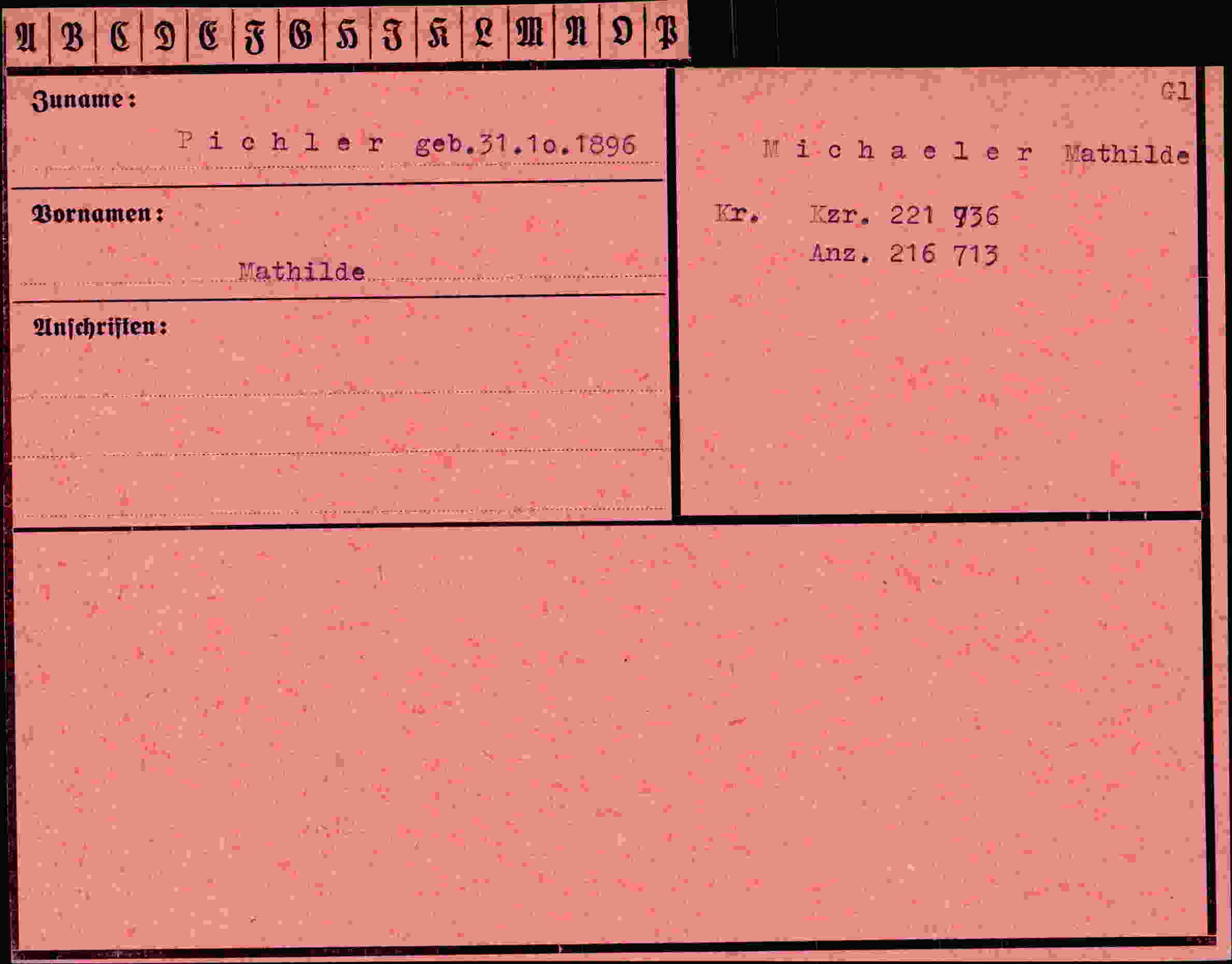 Dokument für Mathilde Pichler