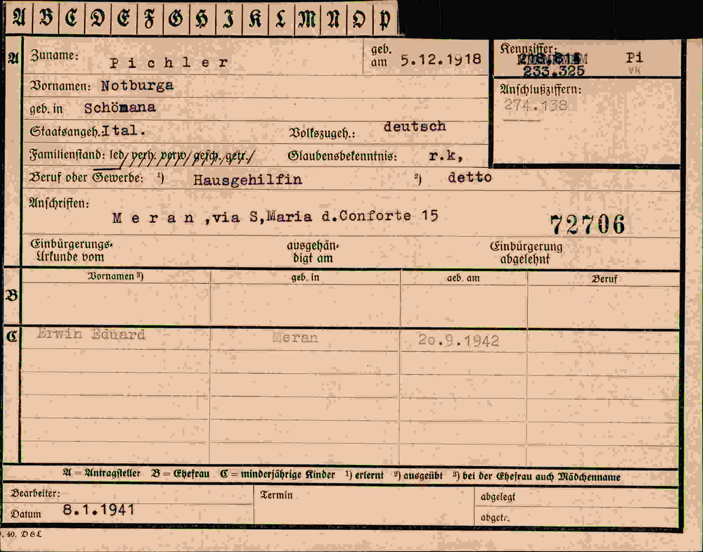 Vorderseite des Dokuments