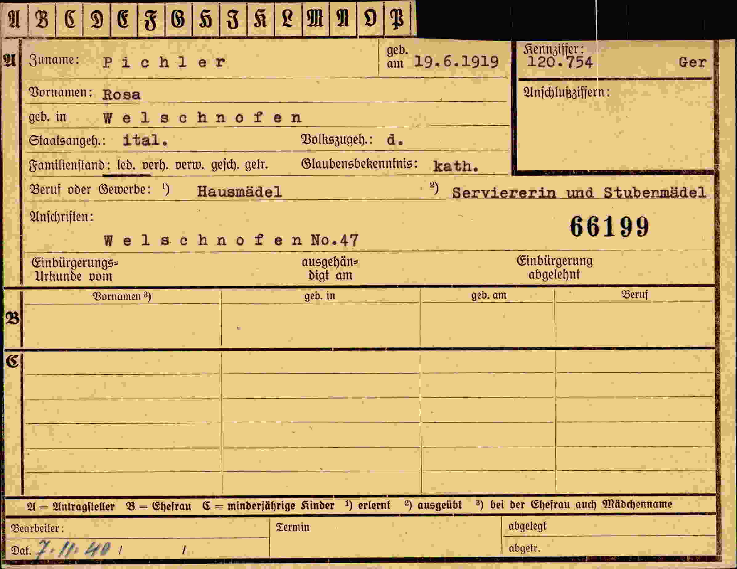 Vorderseite des Dokuments