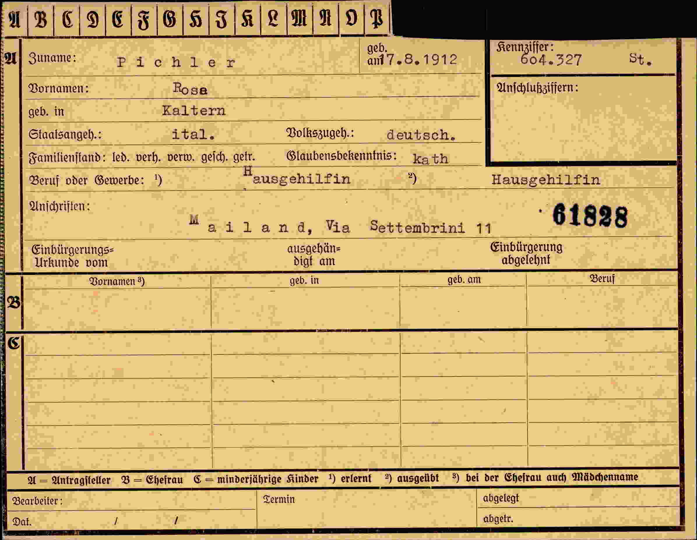 Vorderseite des Dokuments