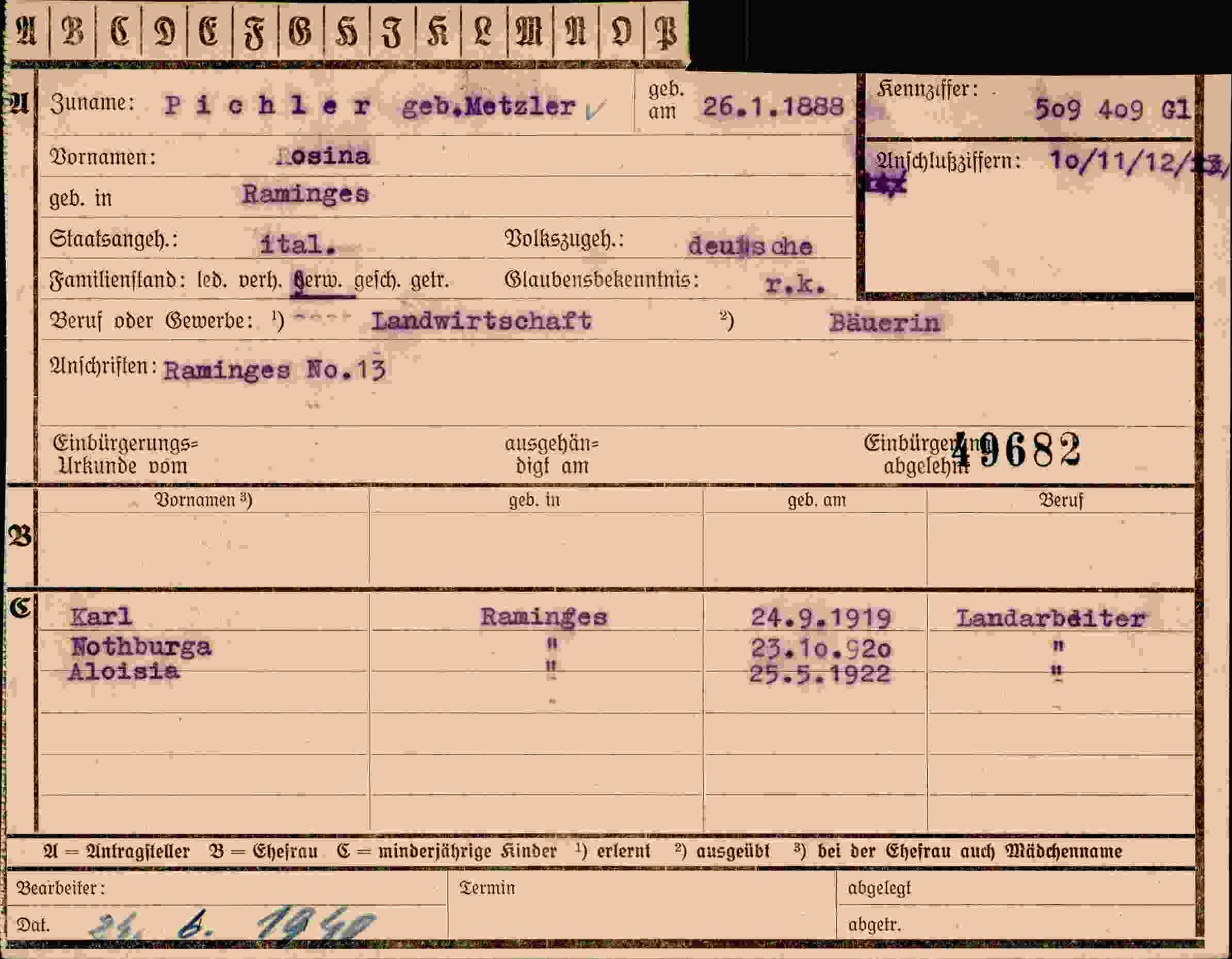 Vorderseite des Dokuments