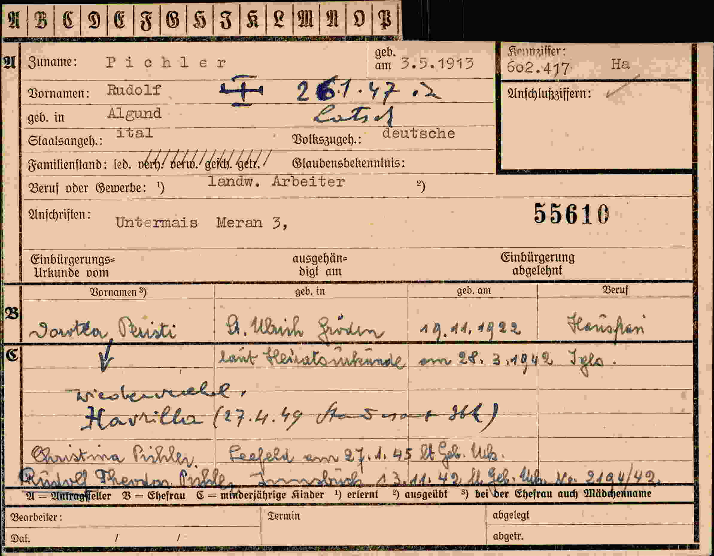 Vorderseite des Dokuments