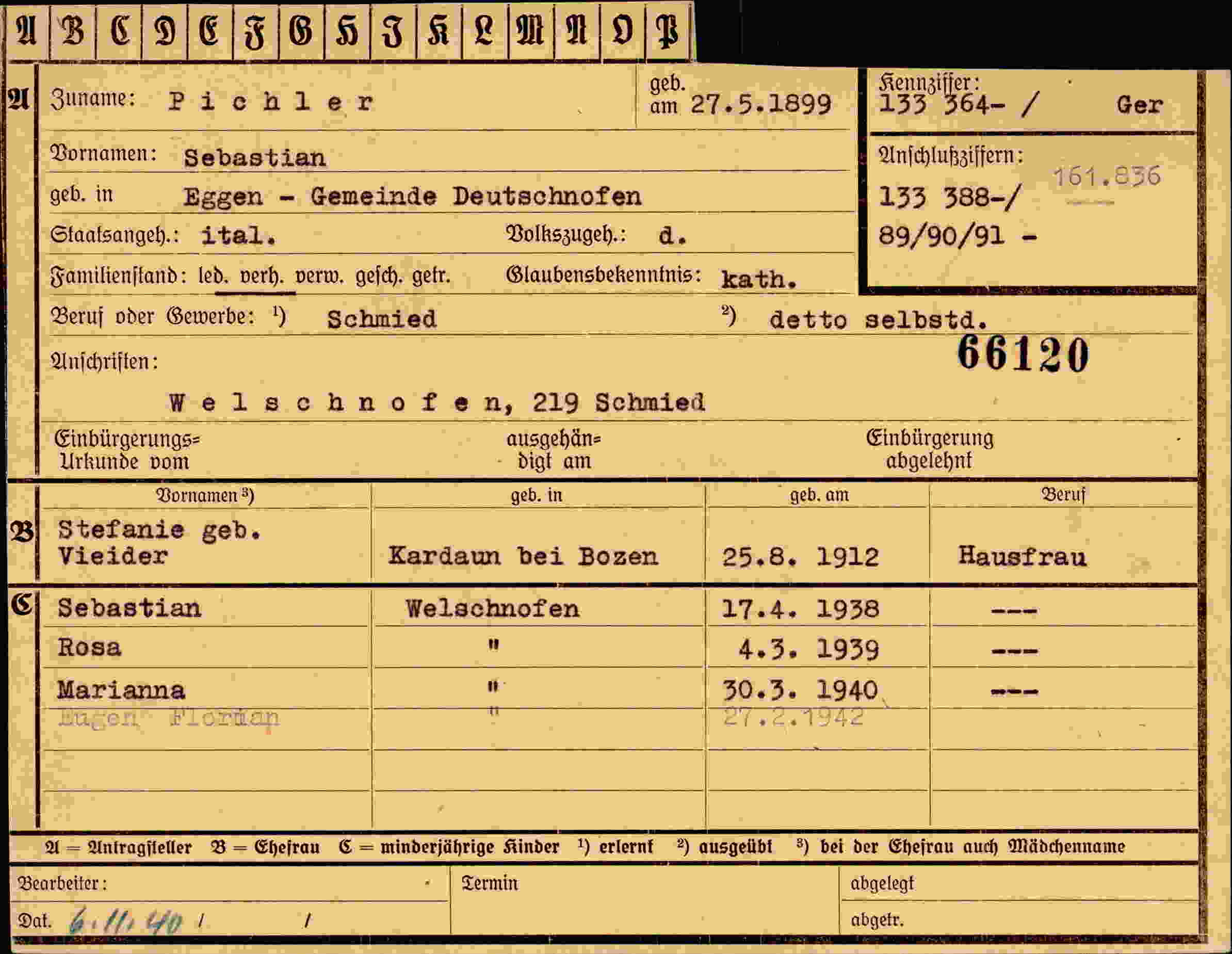 Vorderseite des Dokuments