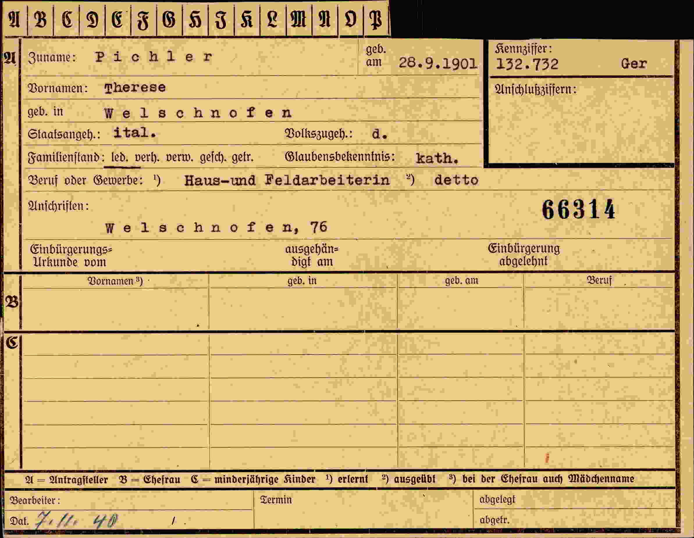 Vorderseite des Dokuments