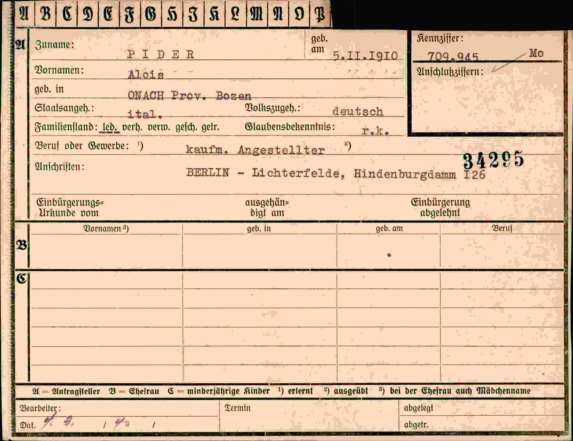 Dokument für Alois Pider