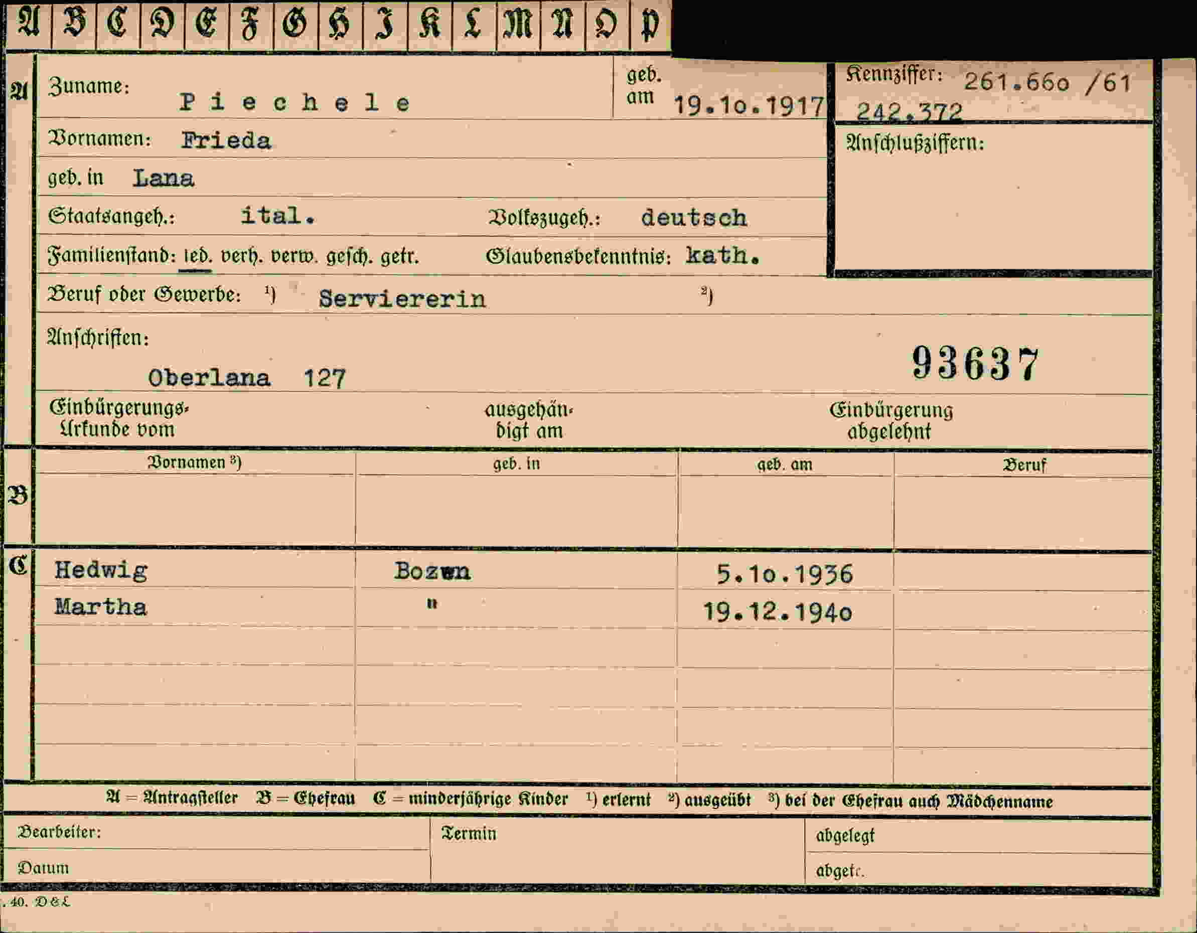 Vorderseite des Dokuments