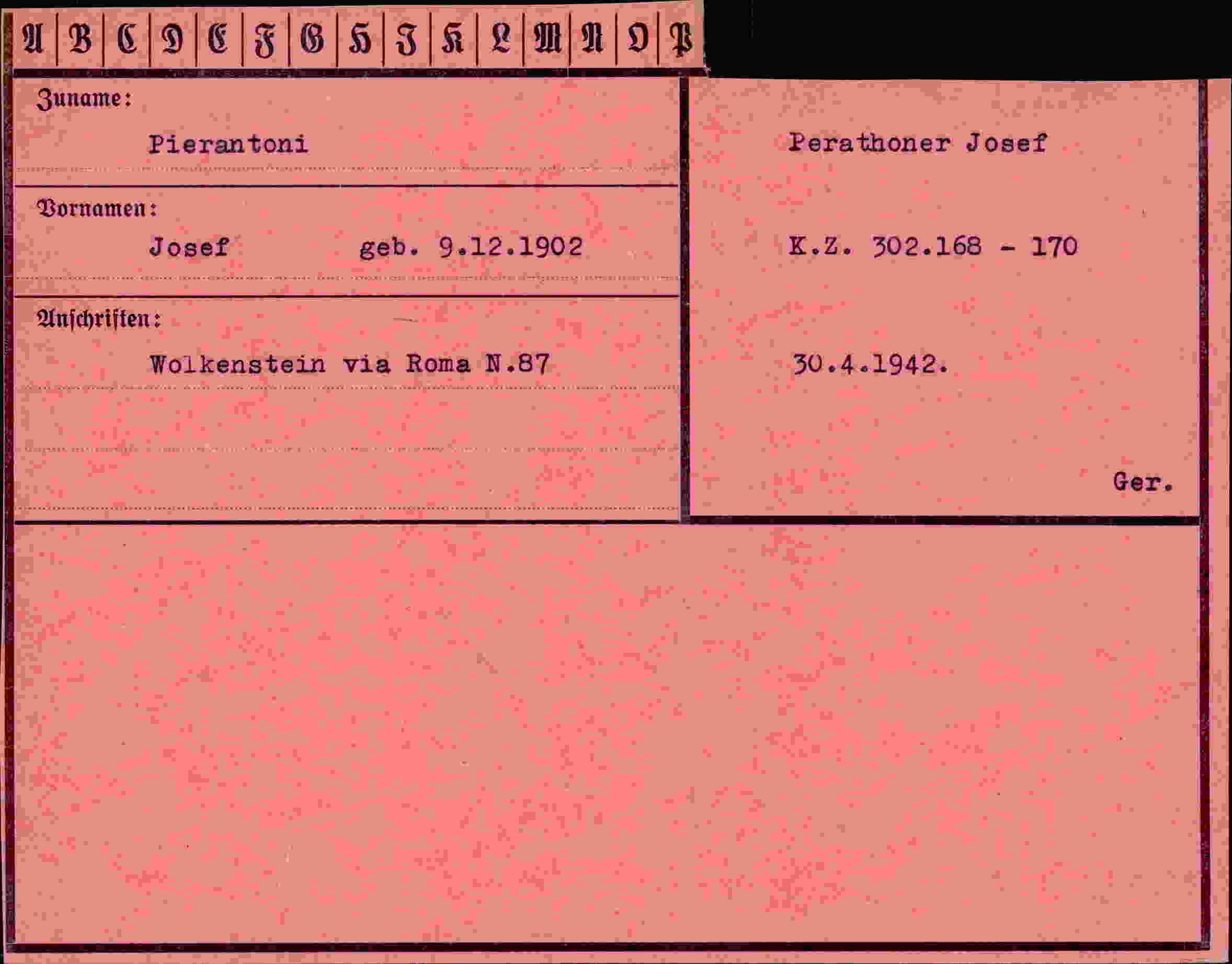 Dokument für Josef Pierantoni