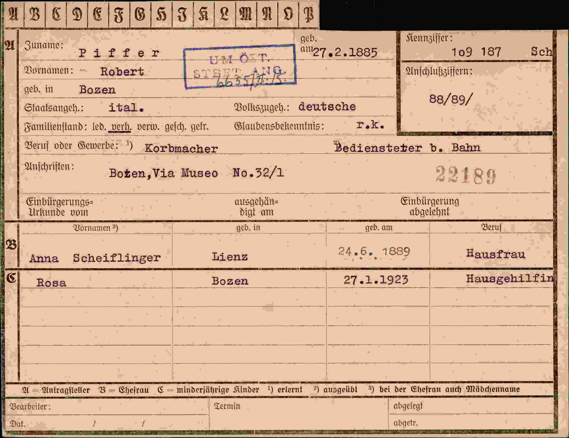 Dokument für Robert Piffer