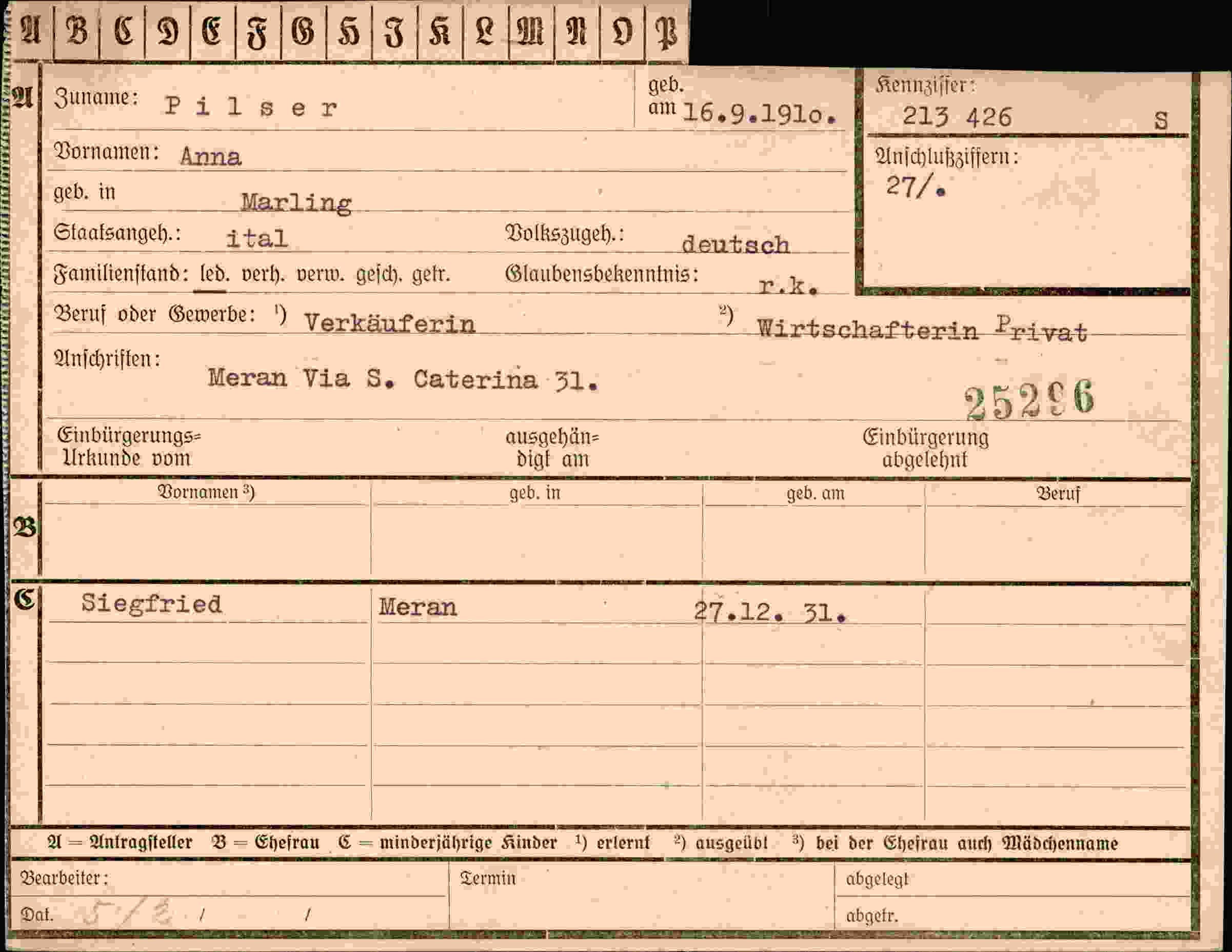 Dokument für Anna Pilser