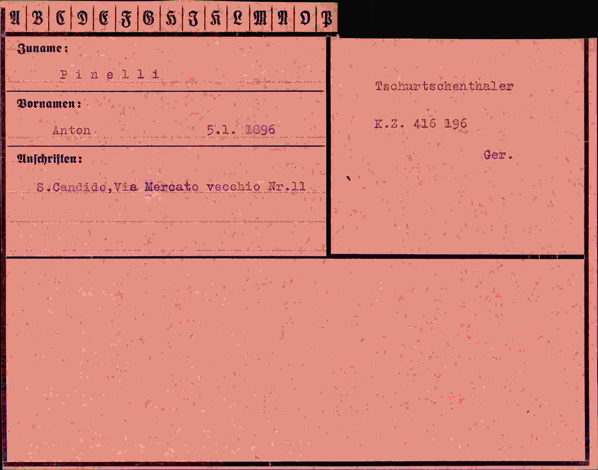 Vorderseite des Dokuments