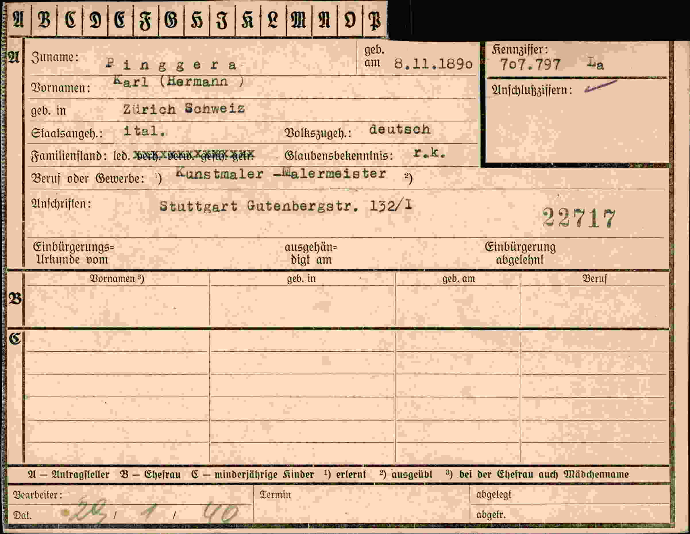 Dokument für Karl Hermann Pinggera