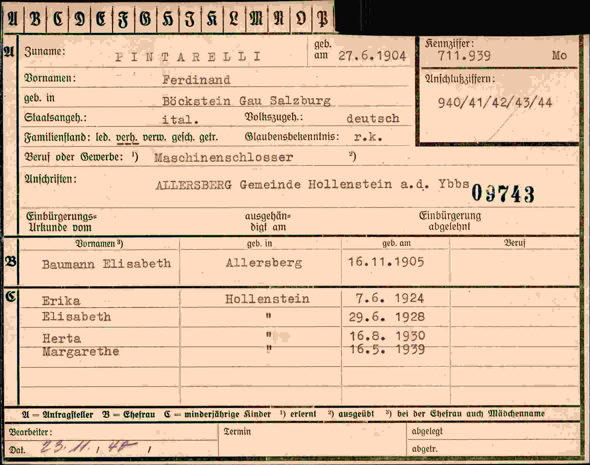 Vorderseite des Dokuments