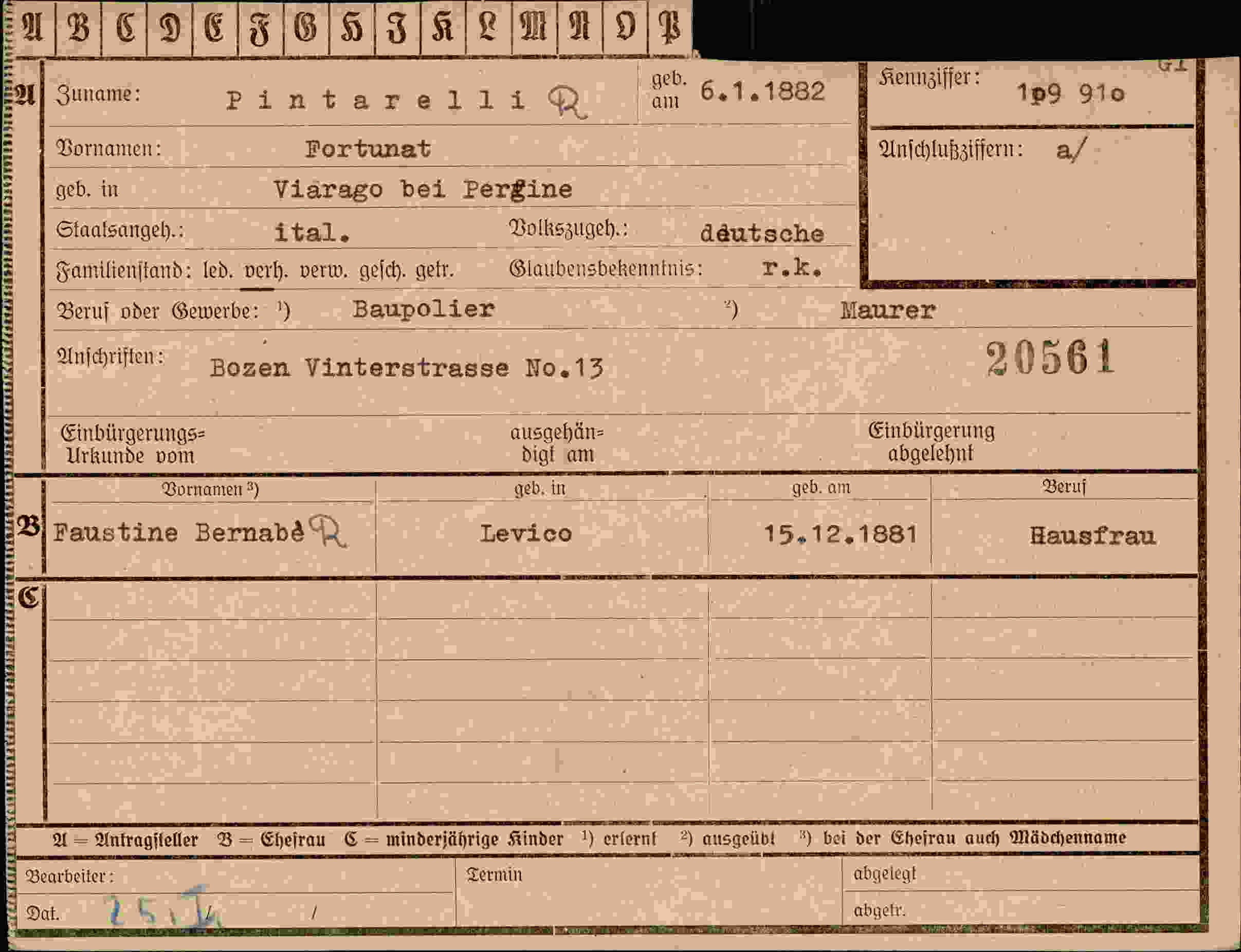 Dokument für Fortunat Pintarelli