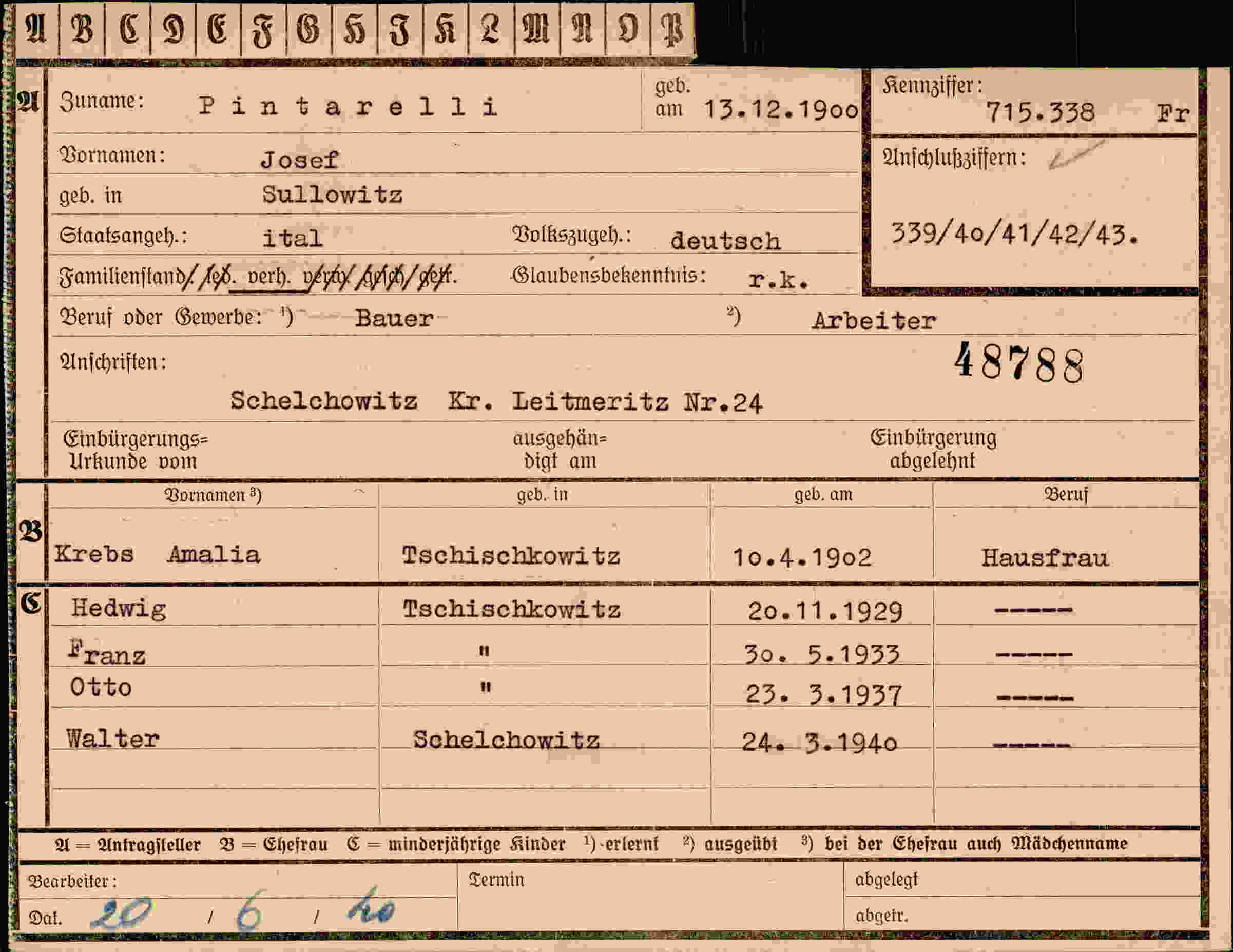 Vorderseite des Dokuments