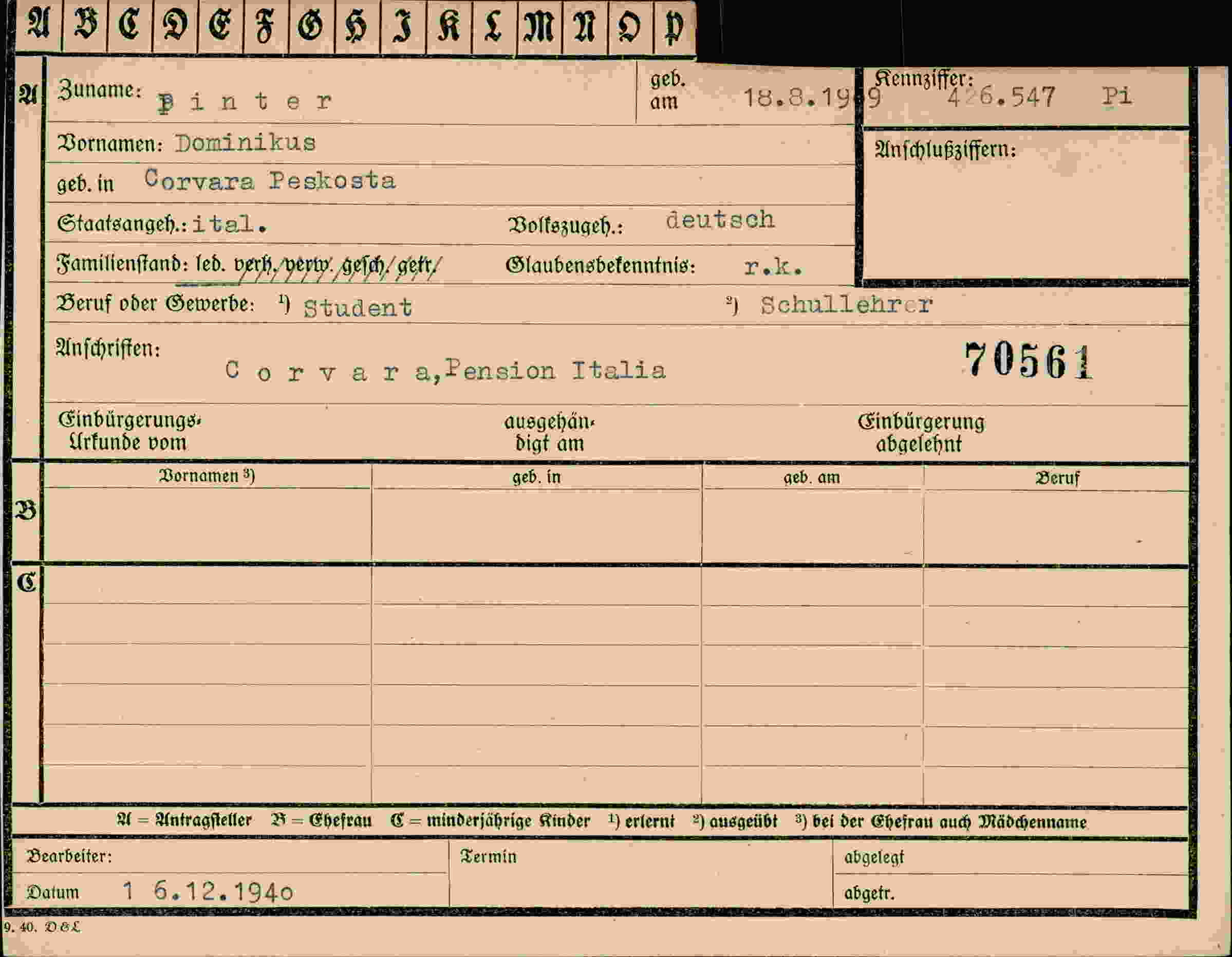 Dokument für Dominikus Pinter