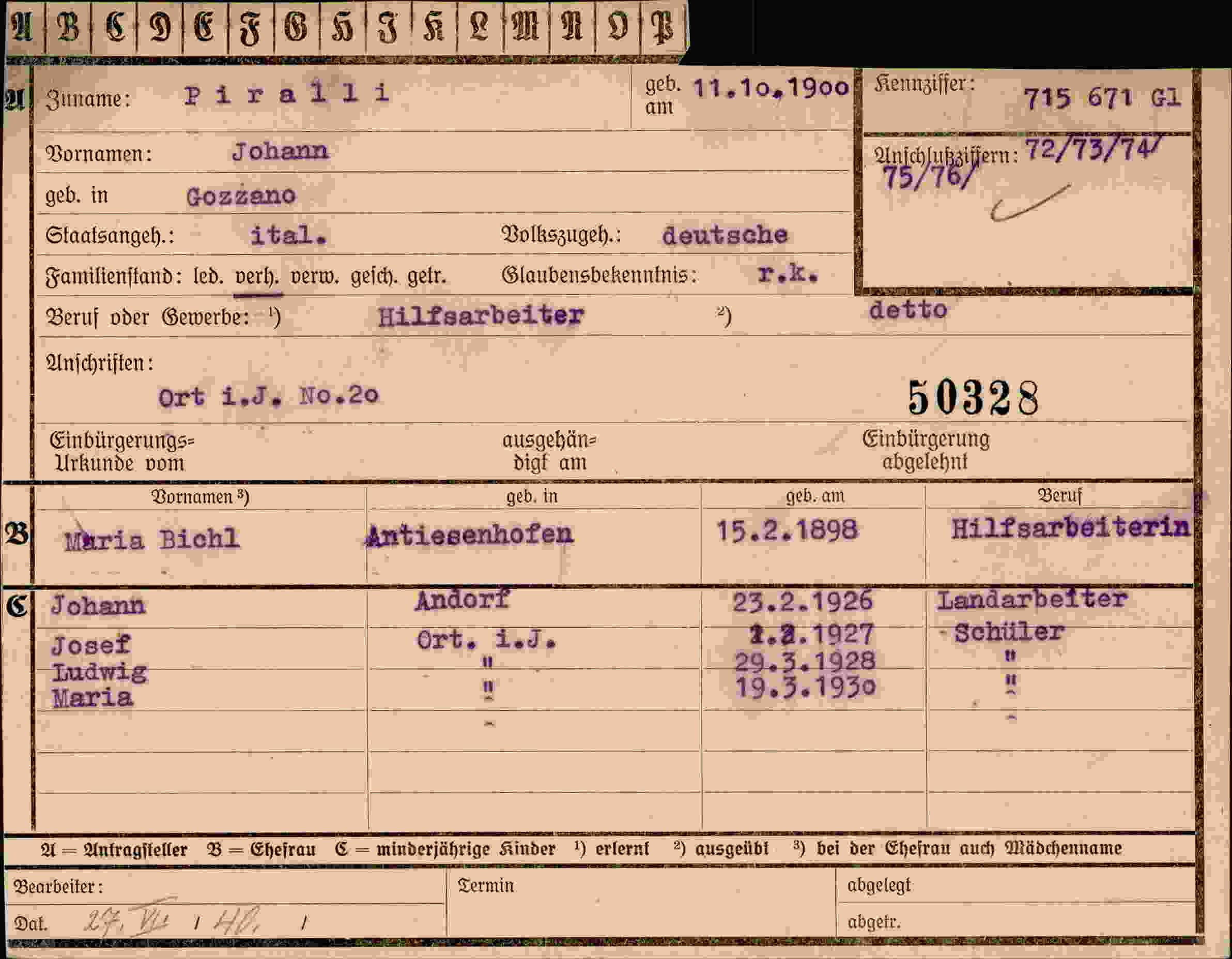 Vorderseite des Dokuments