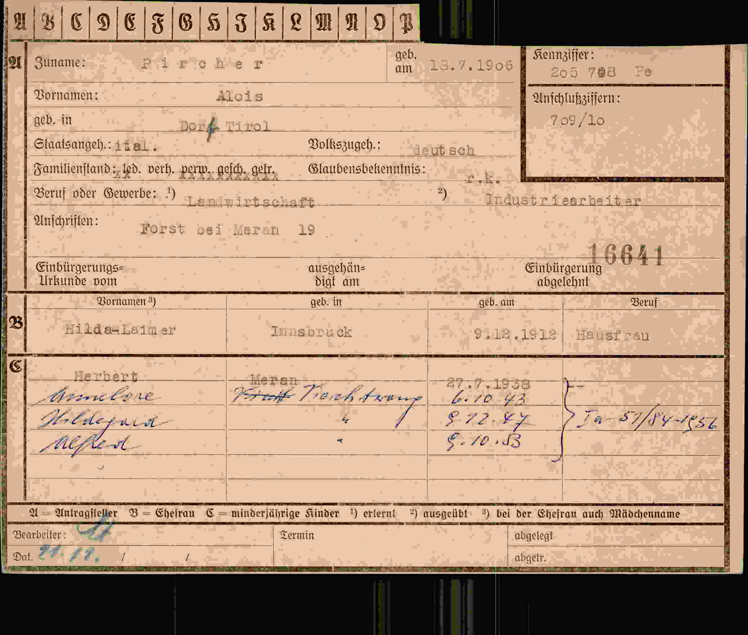 Dokument für Alois Pircher