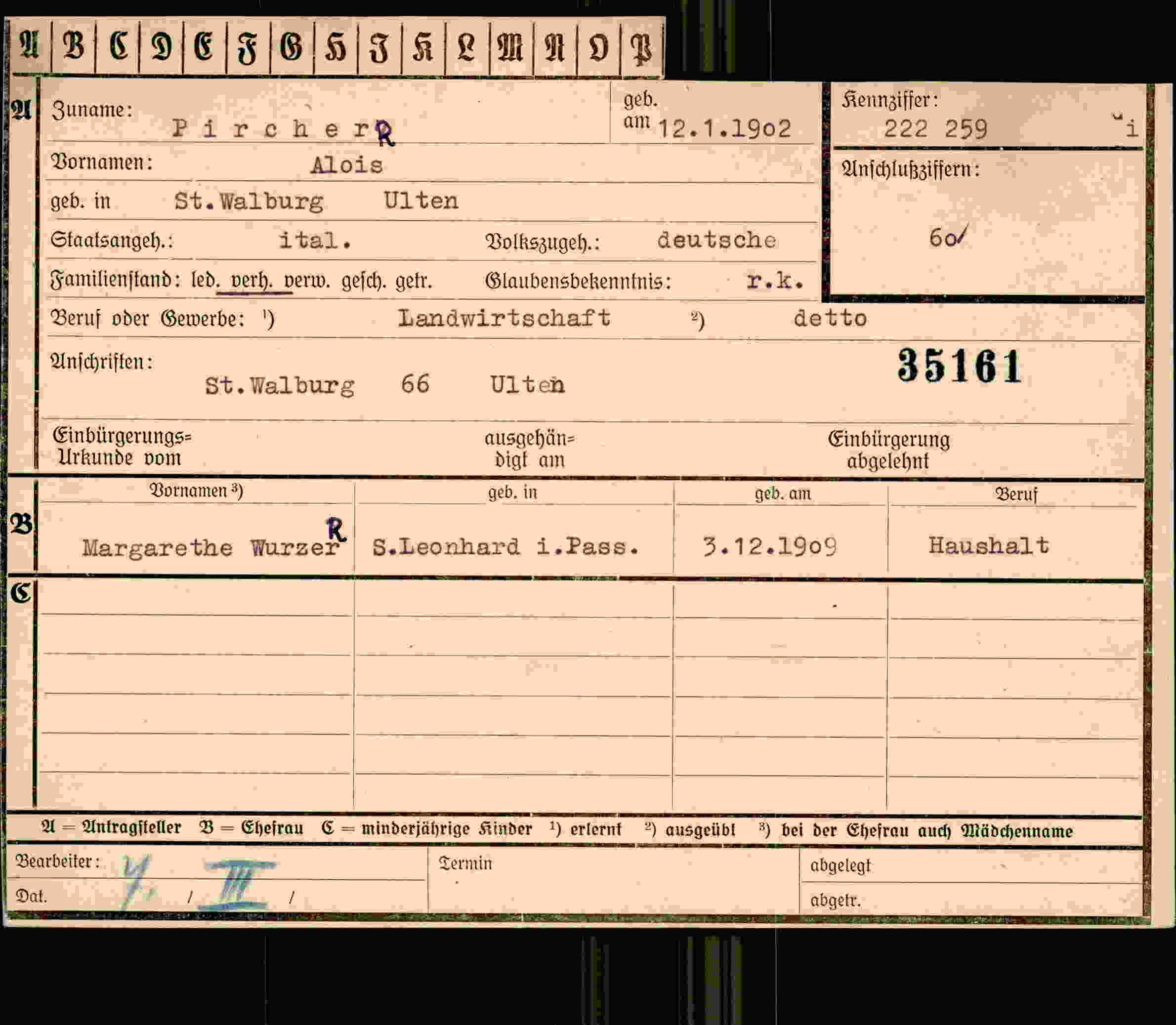 Vorderseite des Dokuments