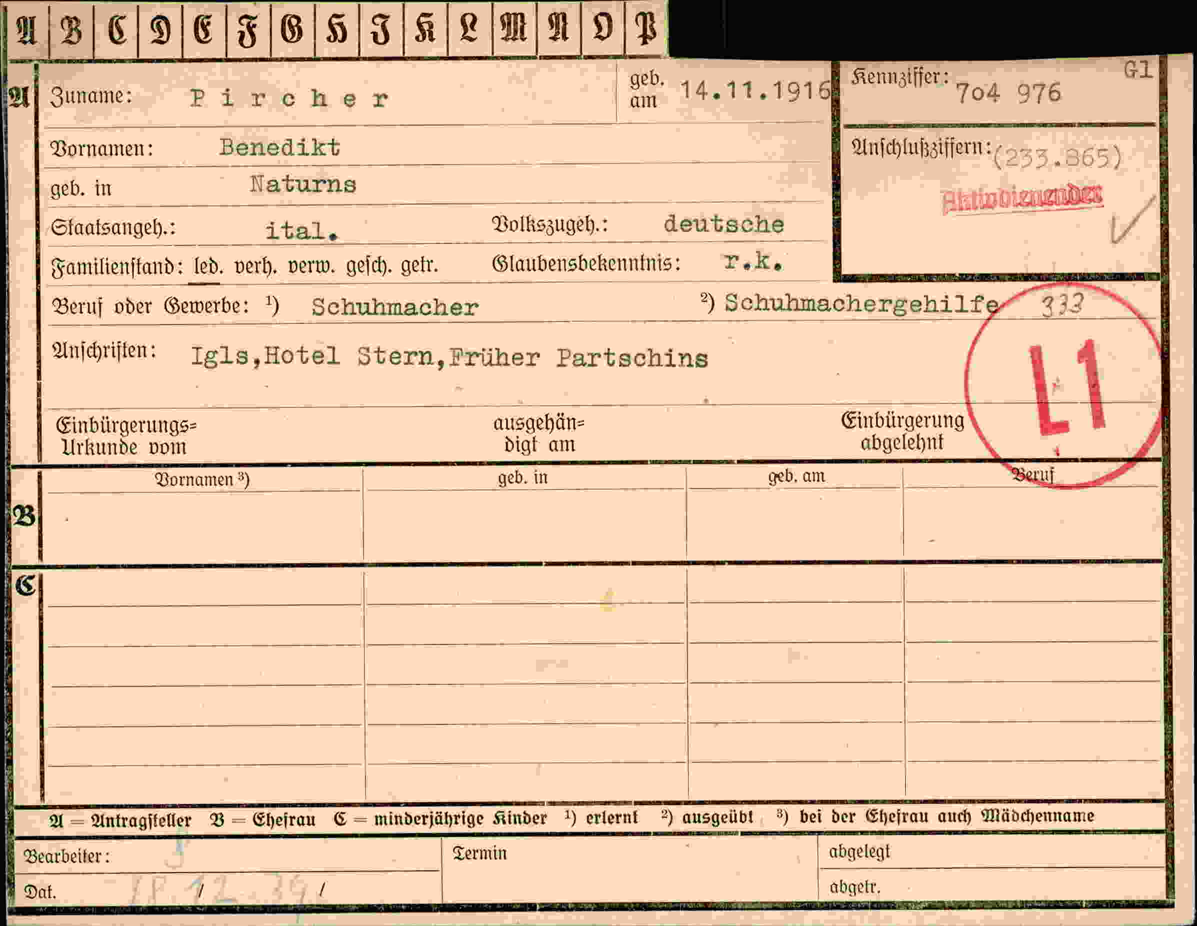 Dokument für Benedikt Pircher