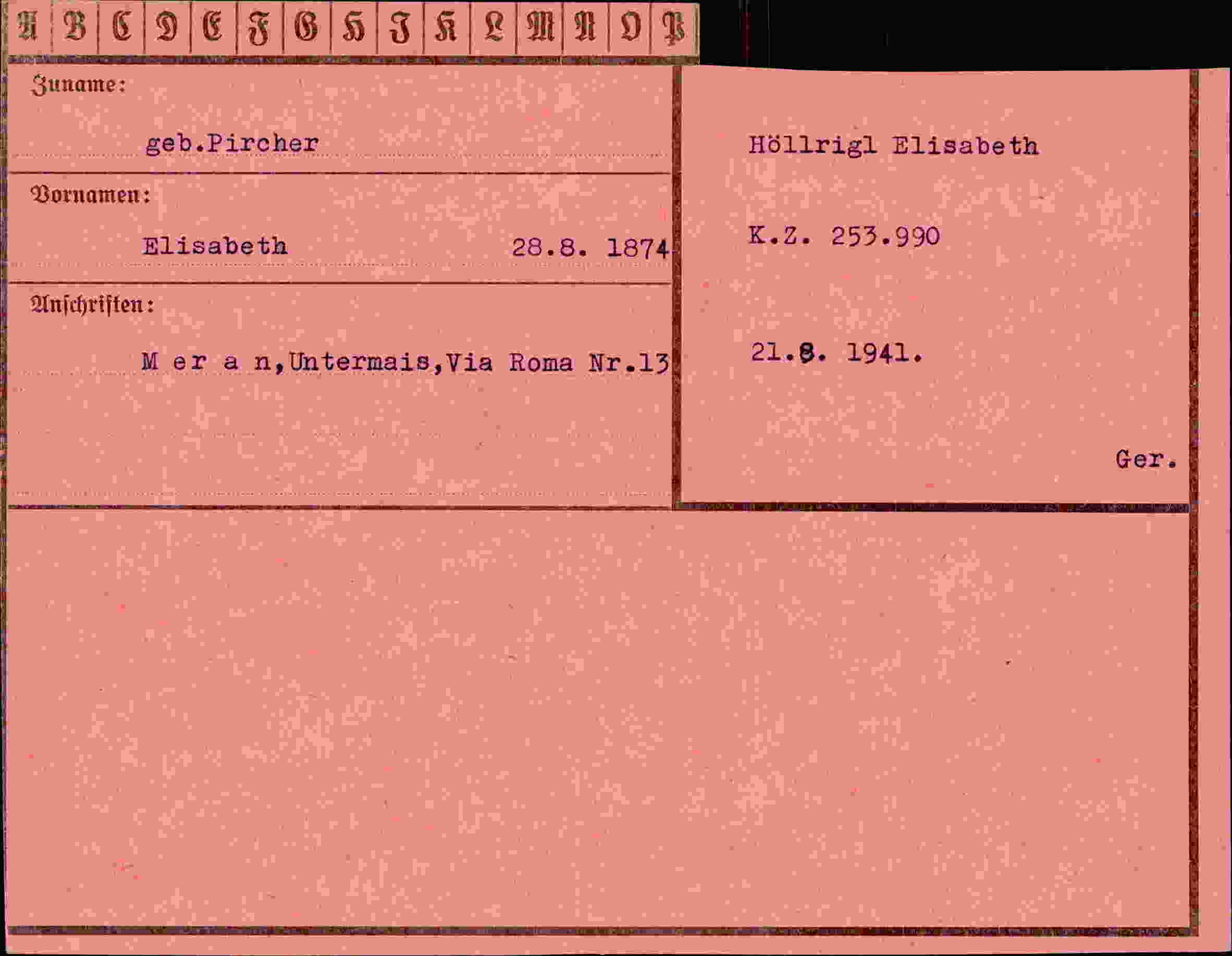 Vorderseite des Dokuments