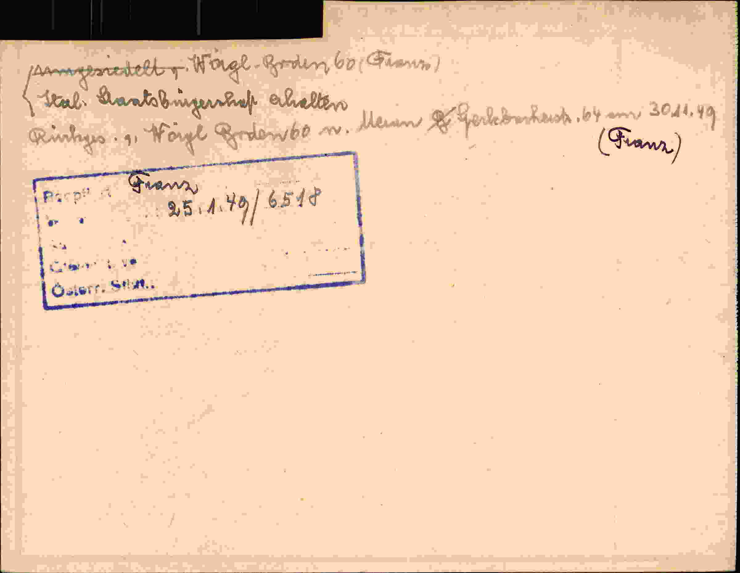 Rückseite des Dokuments