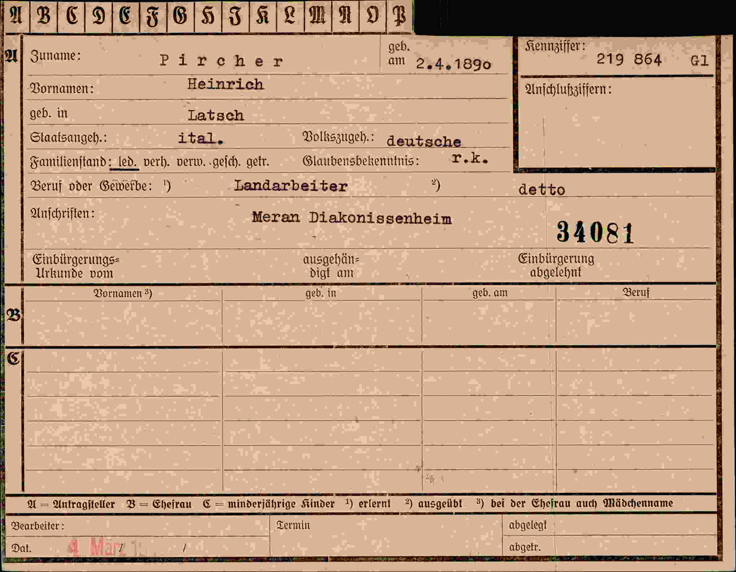 Vorderseite des Dokuments