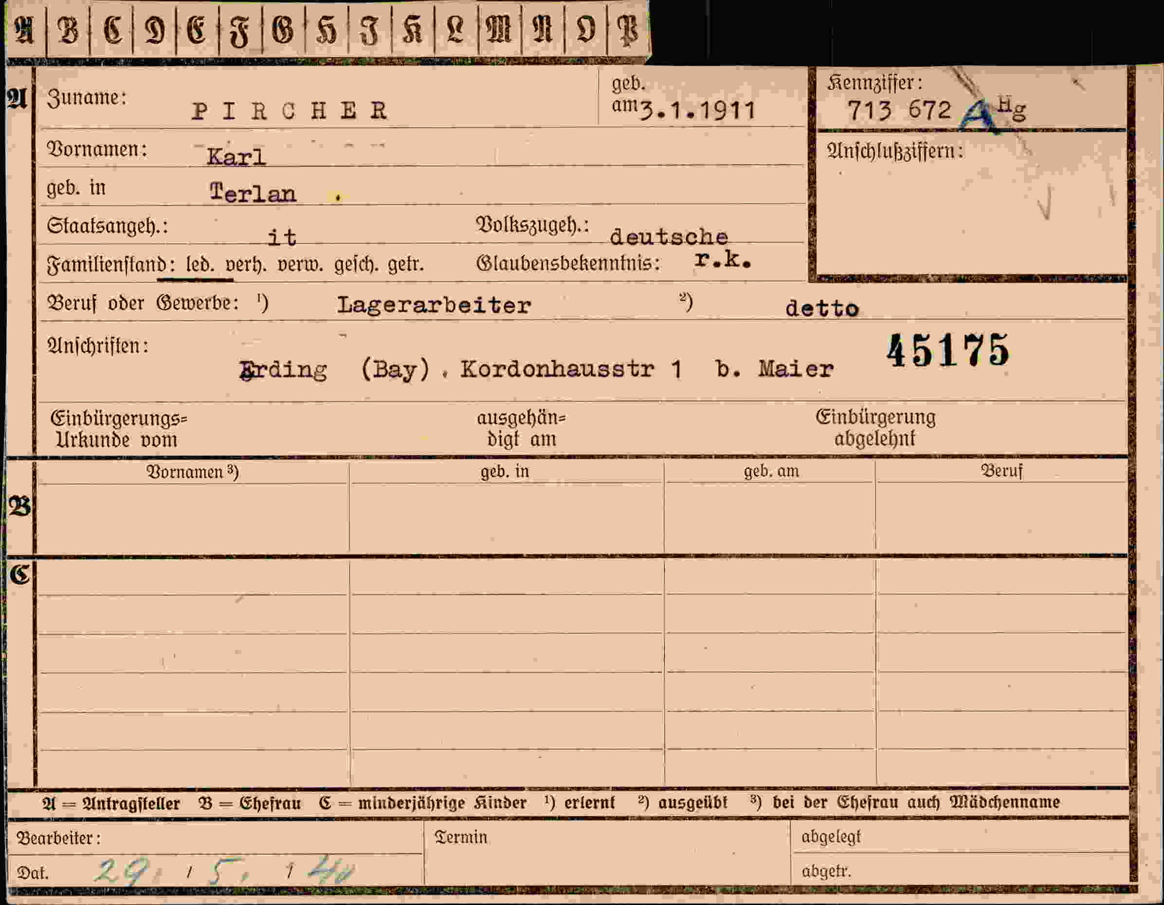 Vorderseite des Dokuments