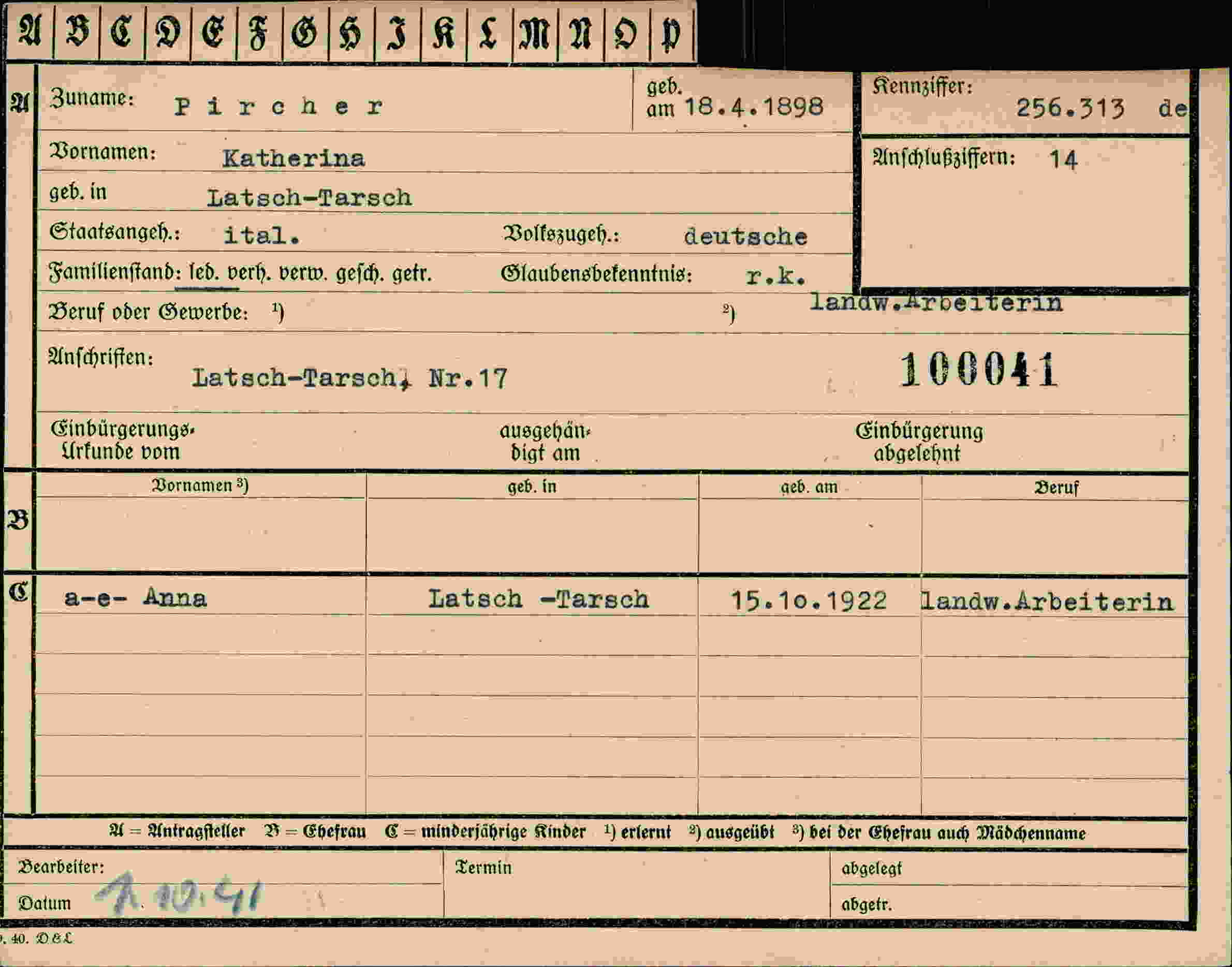 Dokument für Katherina Pircher