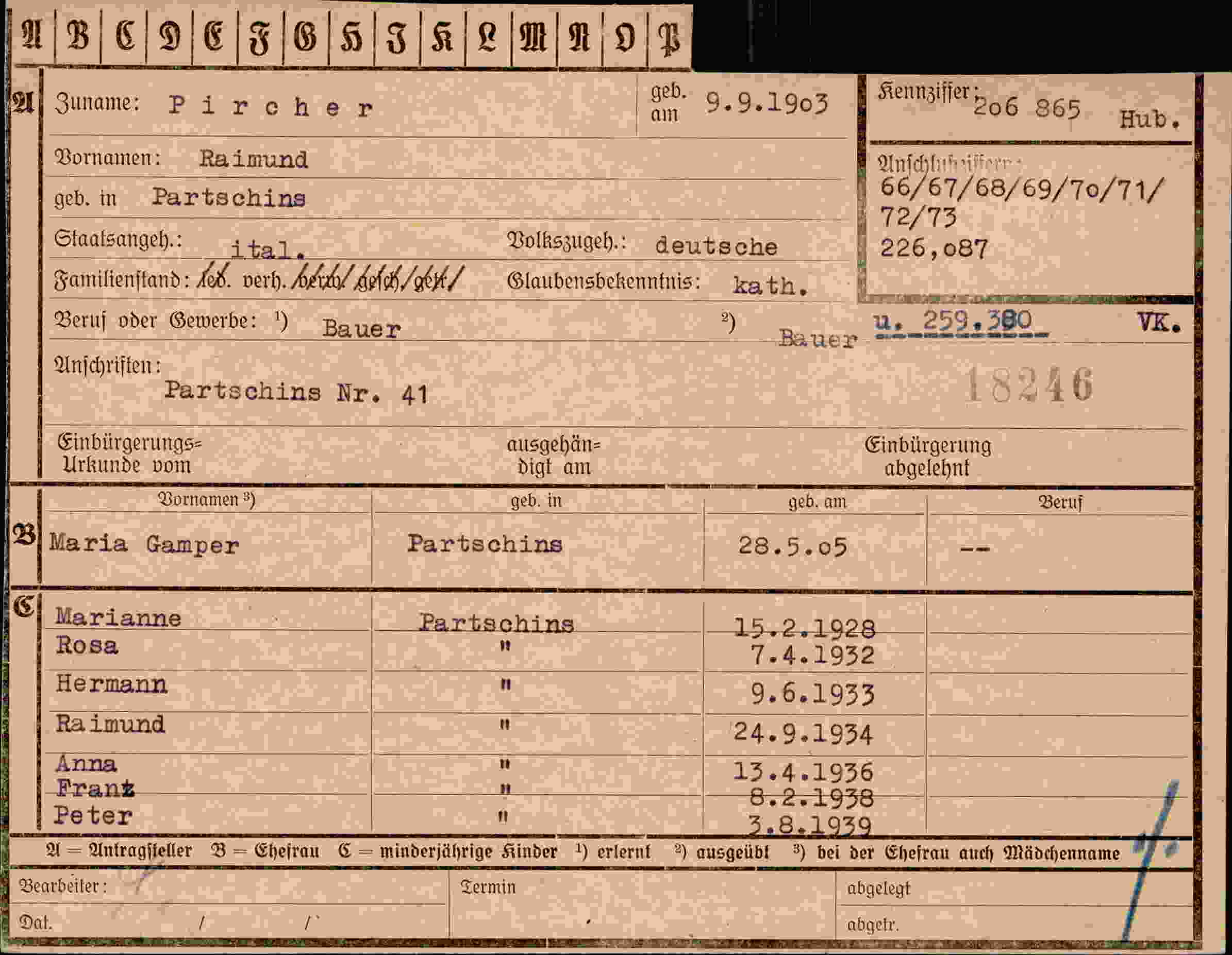 Vorderseite des Dokuments