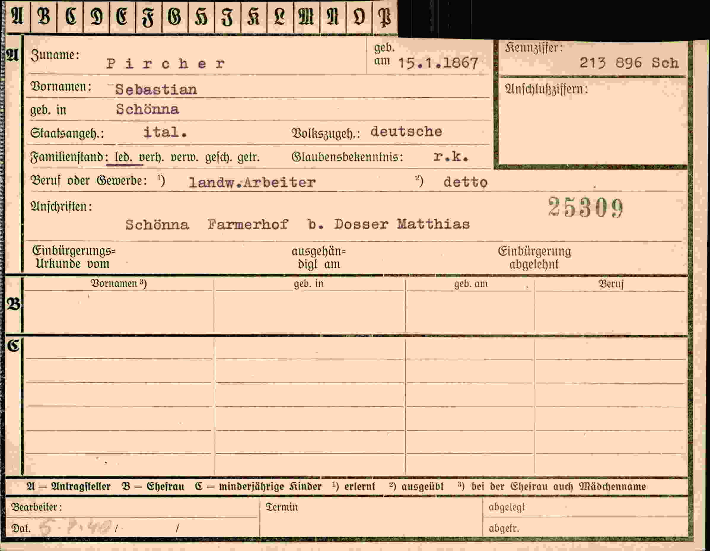 Vorderseite des Dokuments