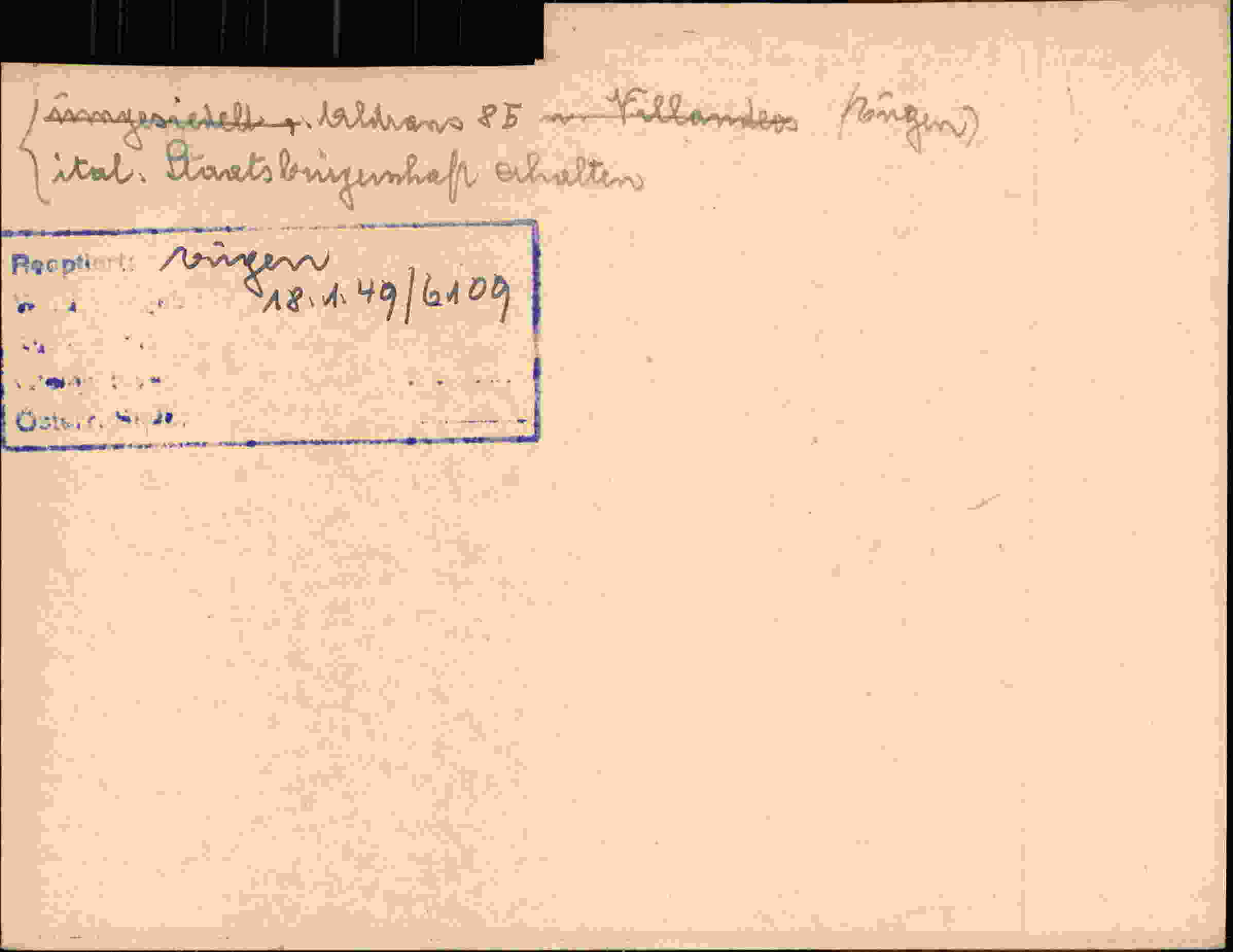 Rückseite des Dokuments