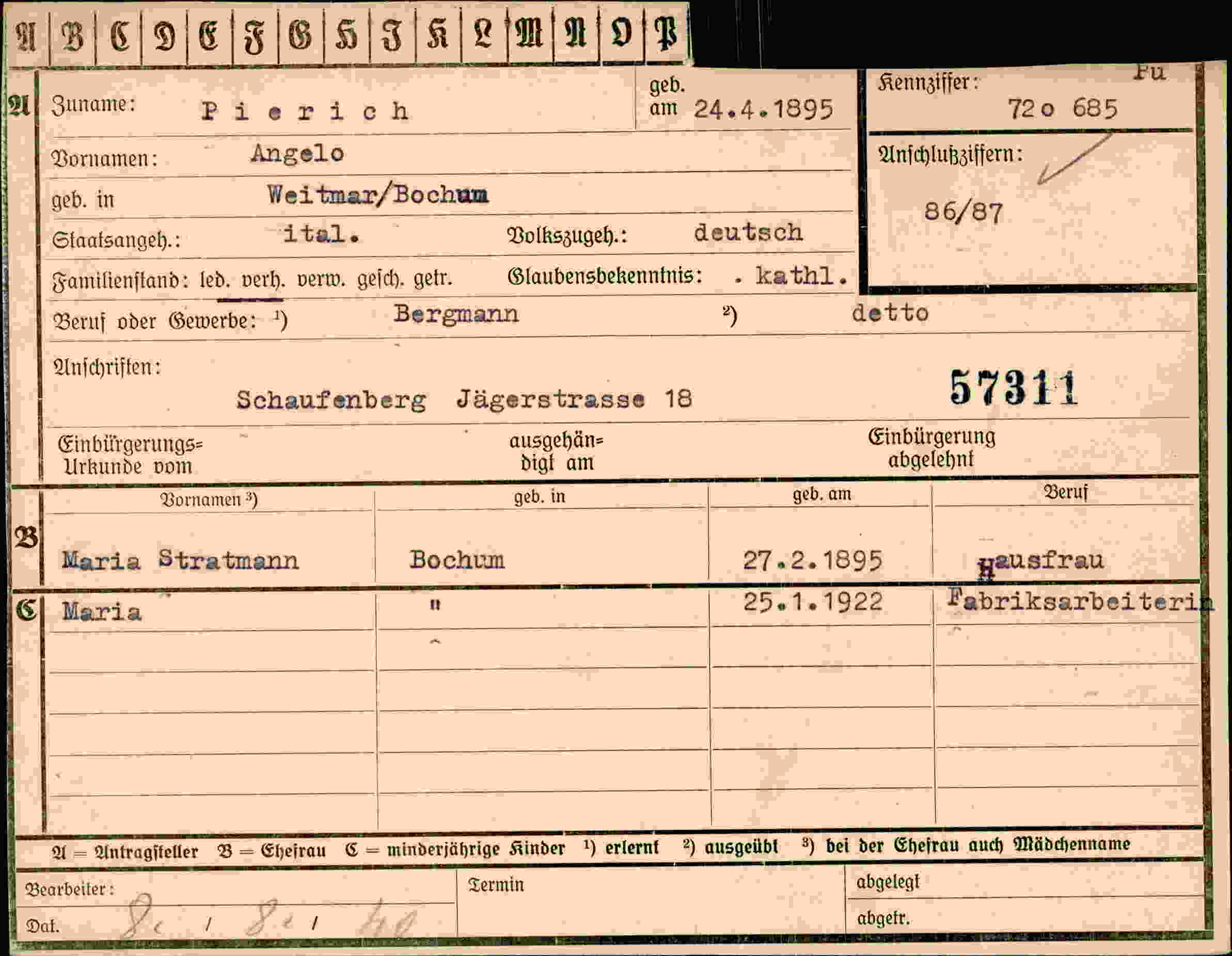 Vorderseite des Dokuments