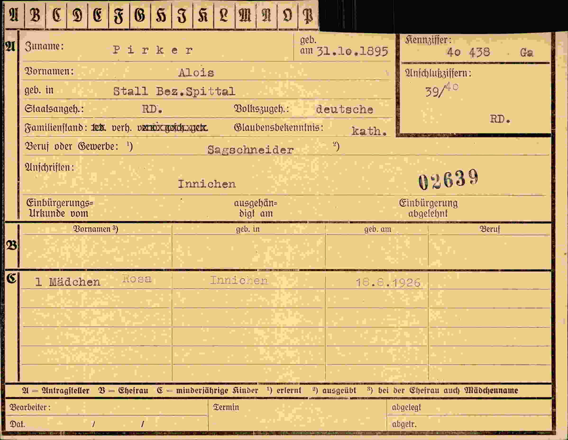 Dokument für Alois Pirker