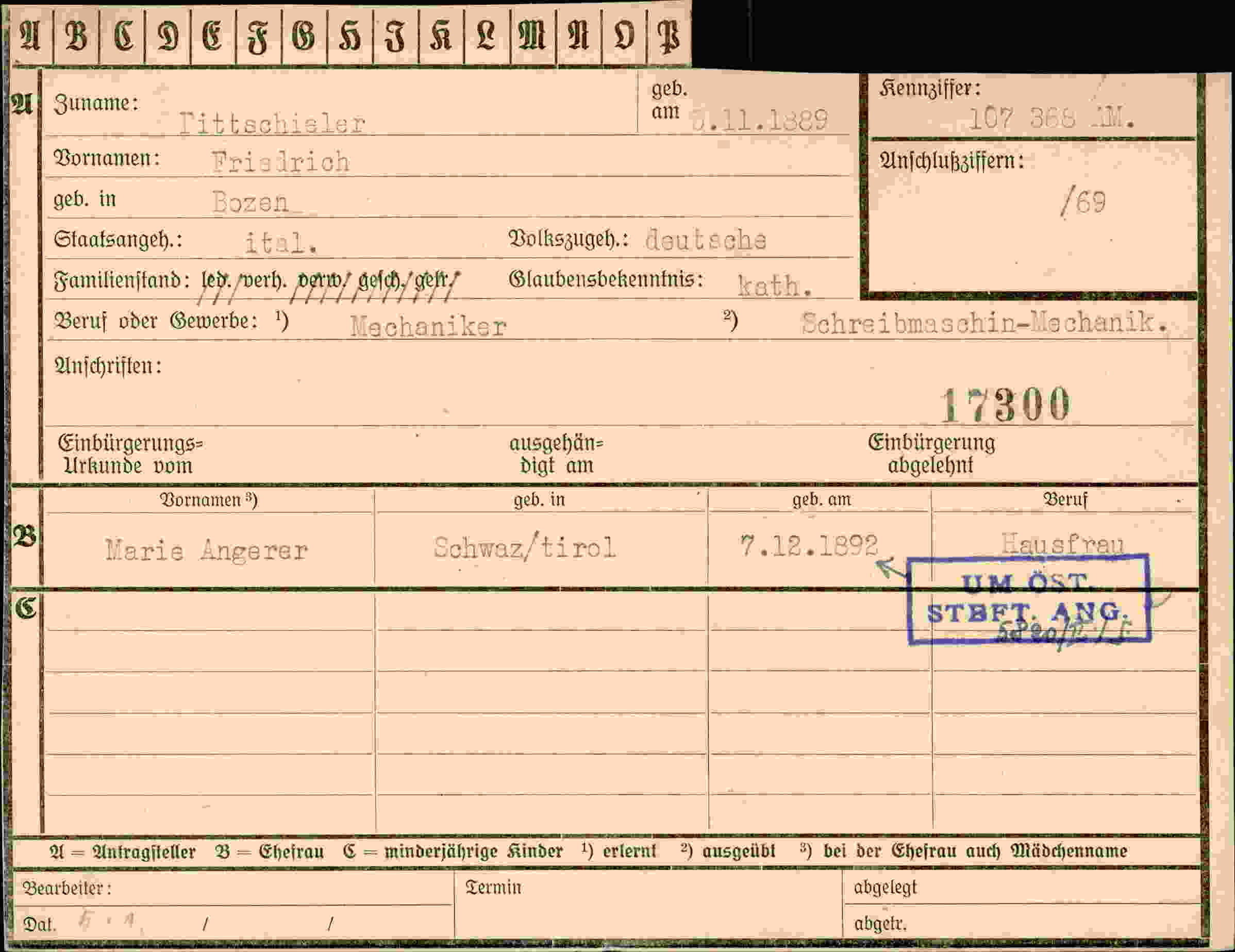 Dokument für Friedrich Pittschielen