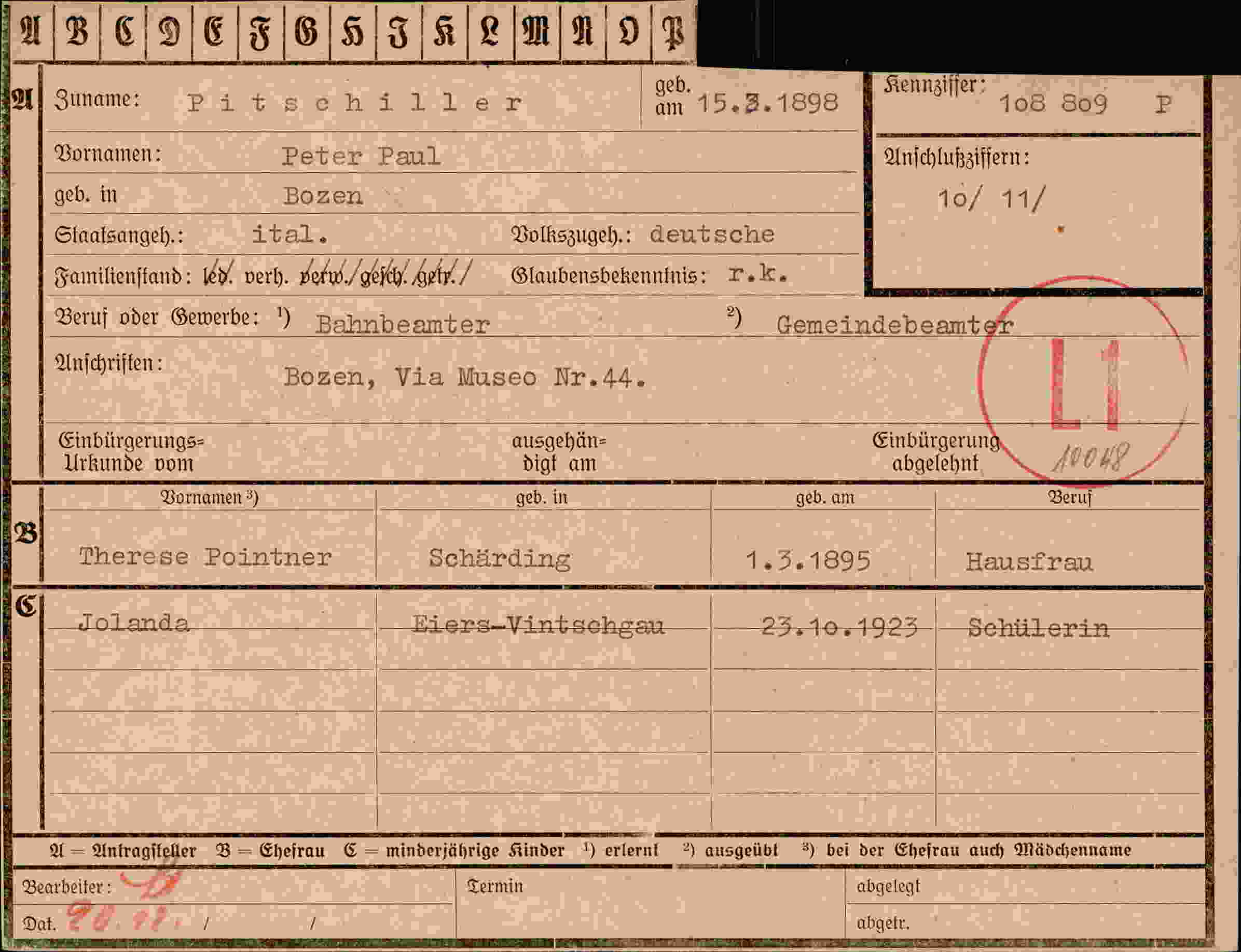 Vorderseite des Dokuments