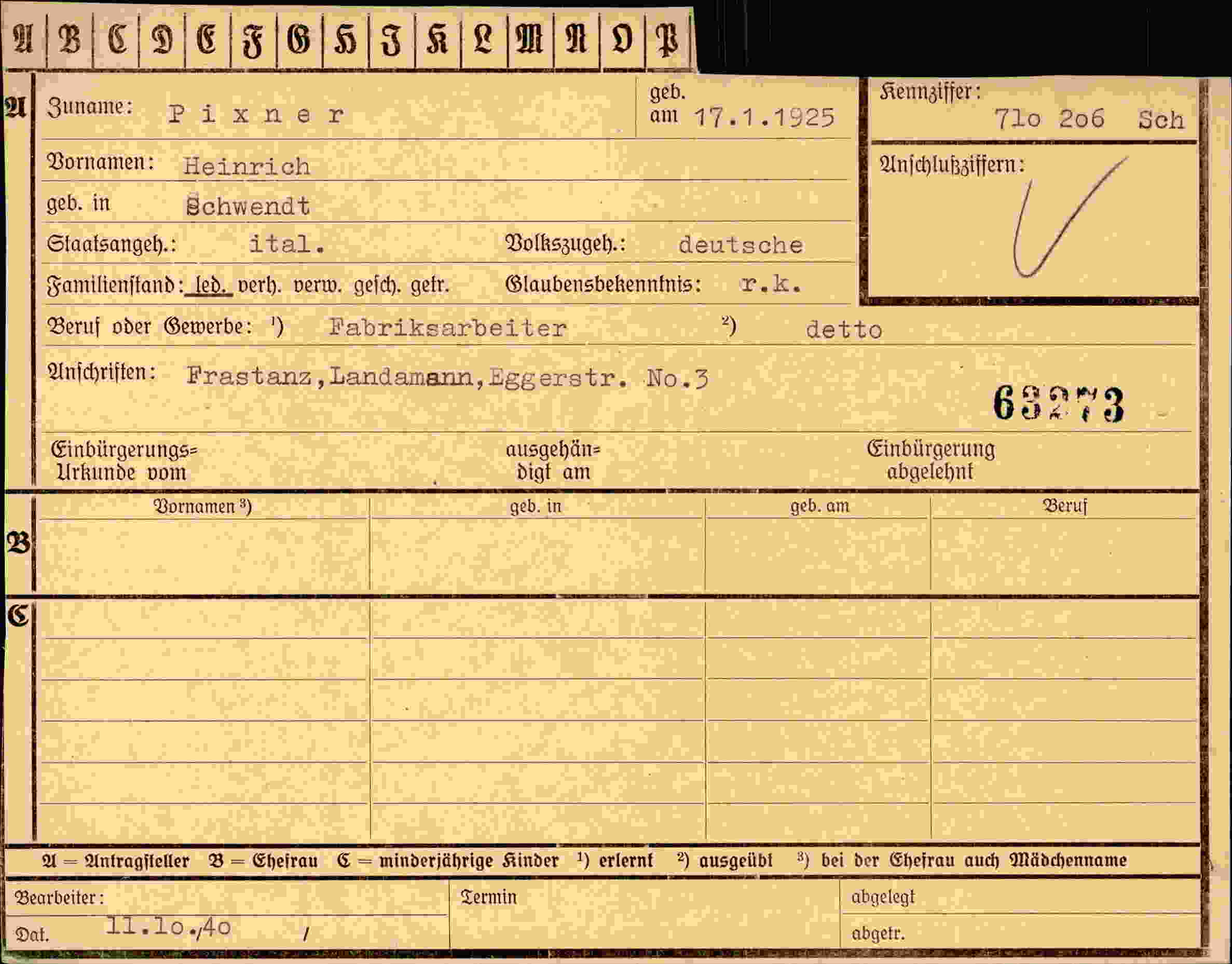 Dokument für Heinrich Pixner