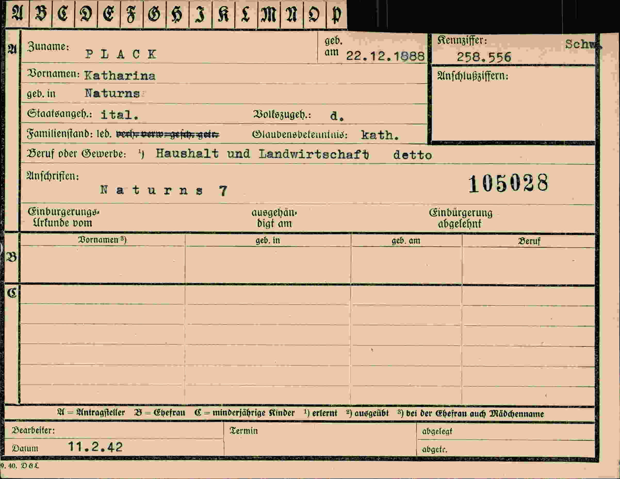 Vorderseite des Dokuments