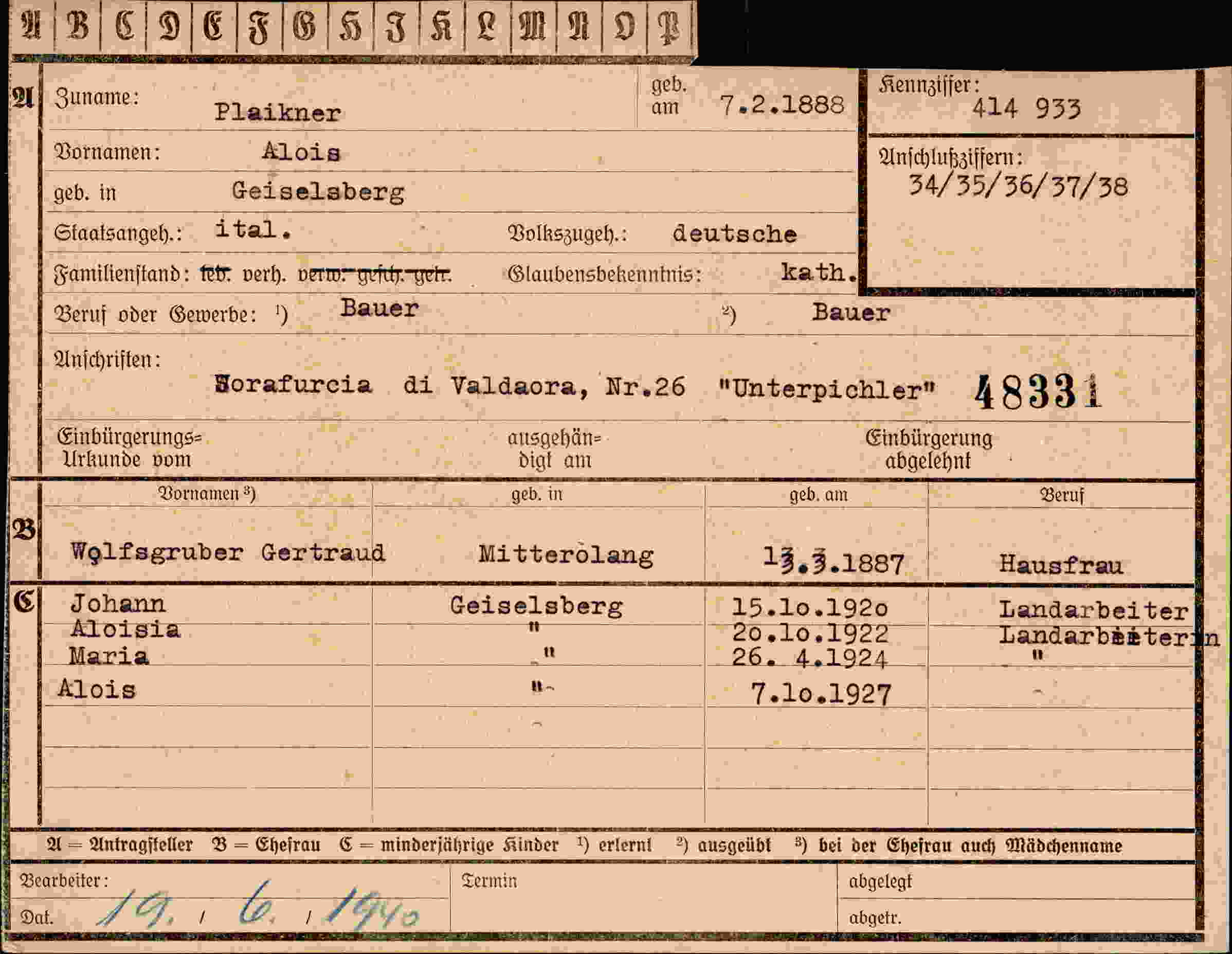 Dokument für Alois Plaikner