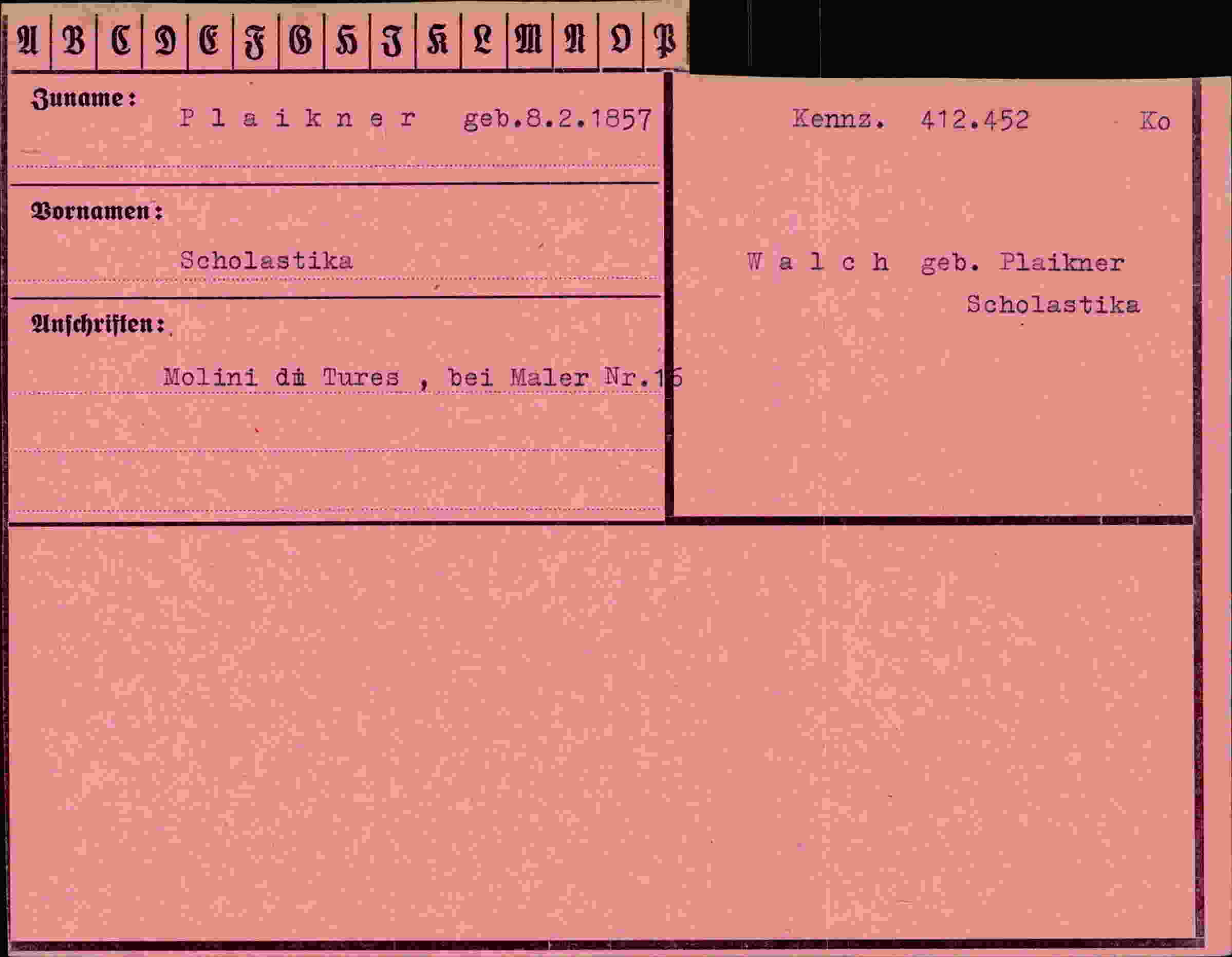 Vorderseite des Dokuments