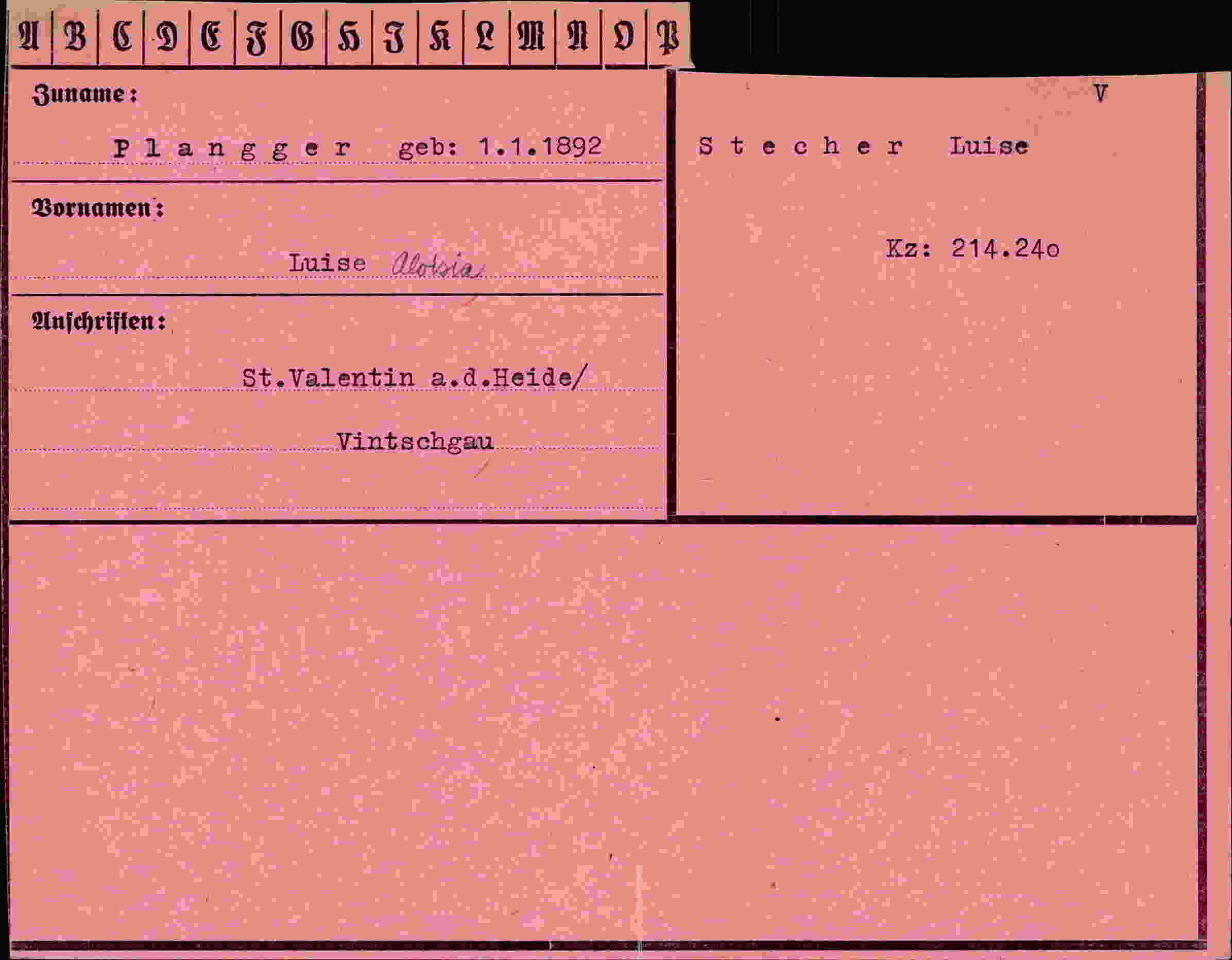 Vorderseite des Dokuments
